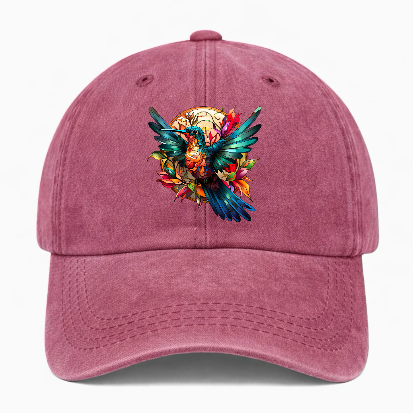Hummingbird Floral Hat Nature Bird Lover Gift Adjustable Dad Cap Adjustable