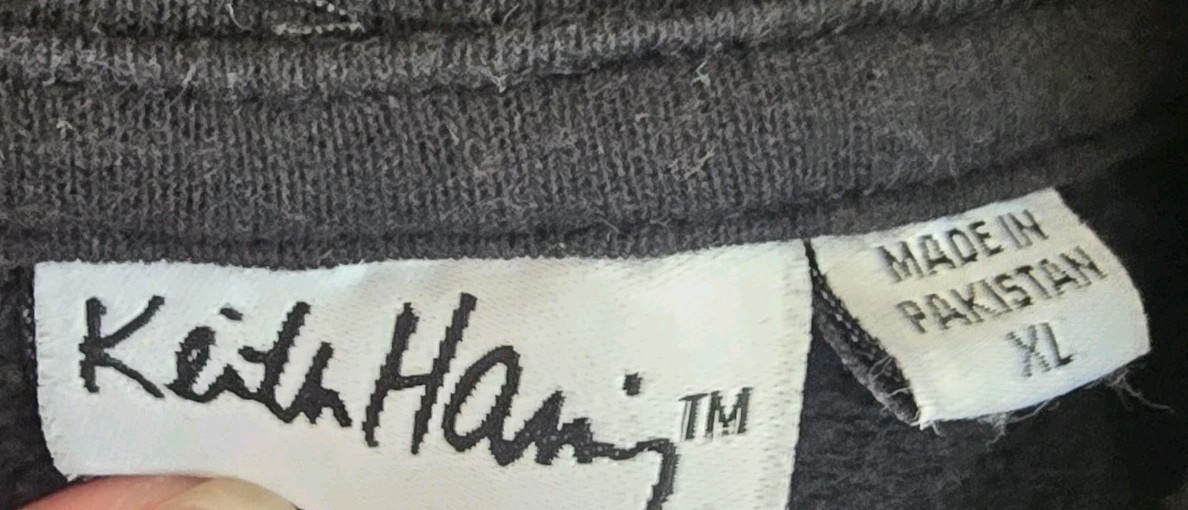 Keith Haring Youth XL Black & White All Over Print Hoodie Rare Find!