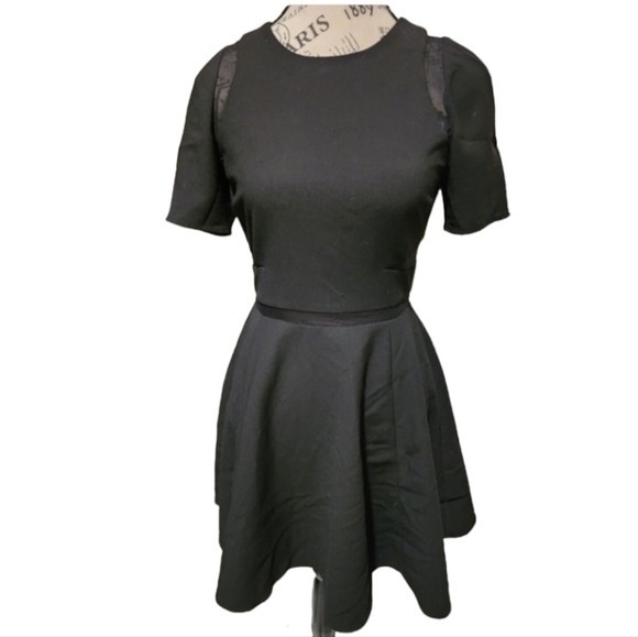Elizabeth and James Black Mesh Panel Dress Size 2