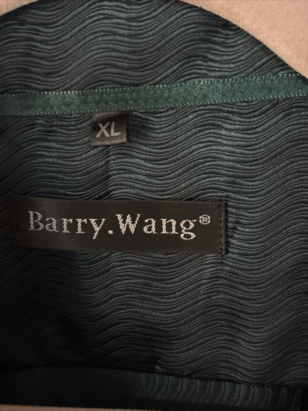 Barry Wang Men’s Green Print Button-Down Dress Shirt – XL