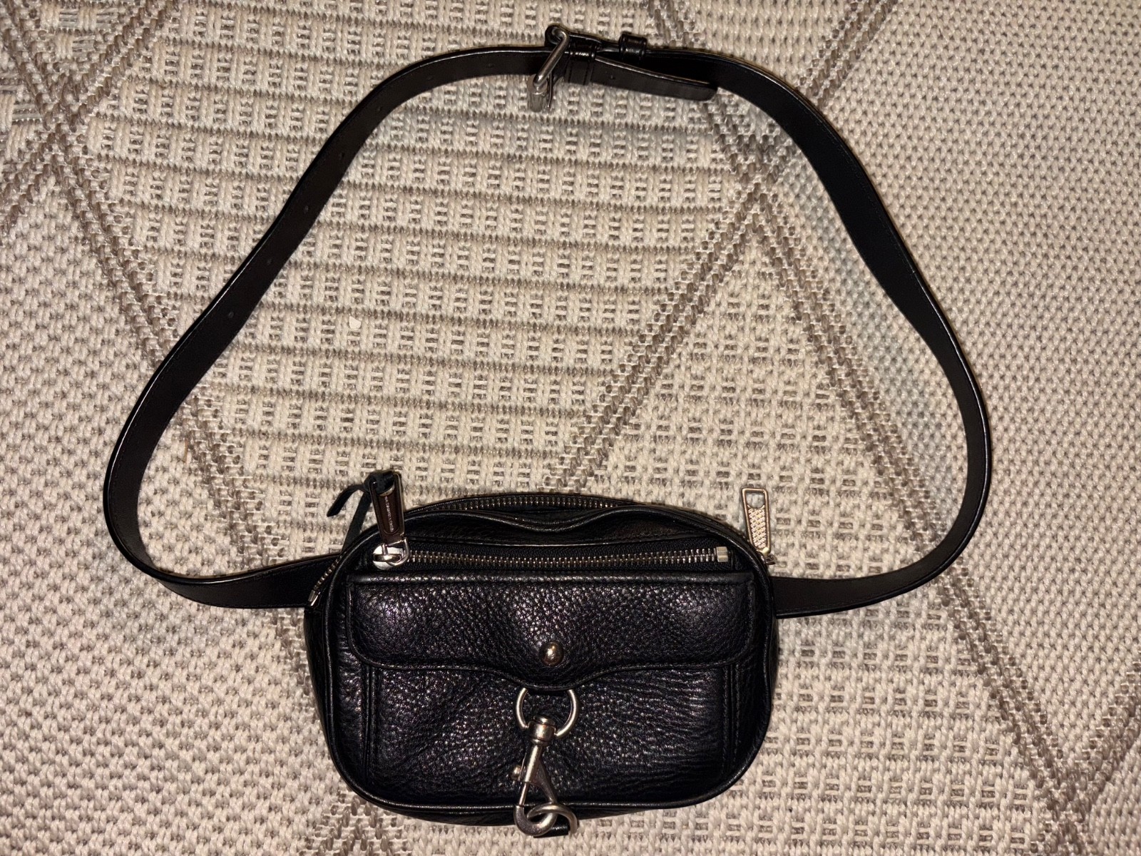 Rebecca Minkoff Blythe Black Crossbody/Belt Bag Pebbled Leather Bag