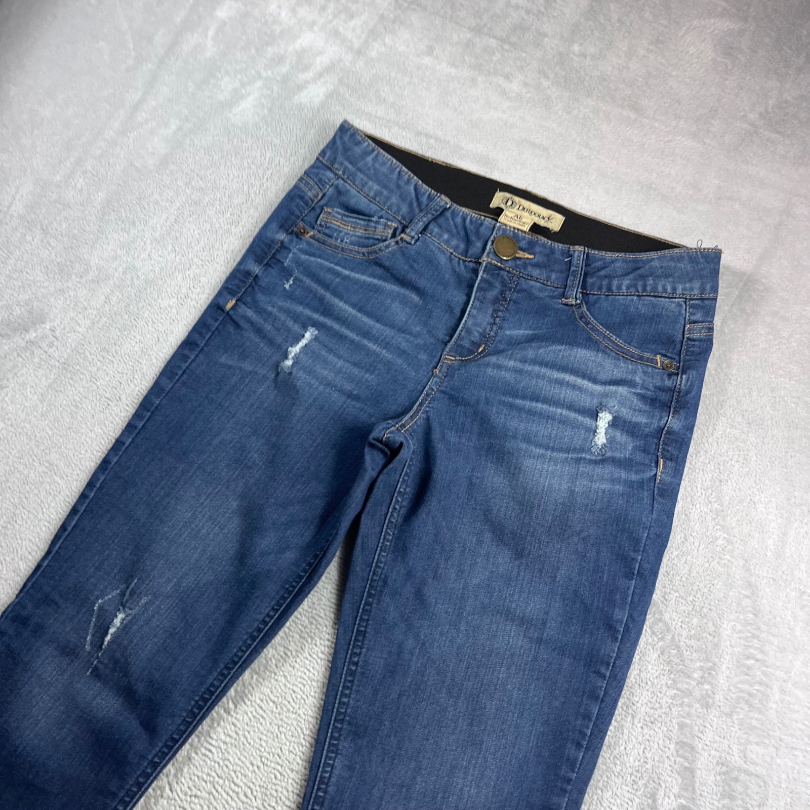 Democracy Ab Technology Distressed Bootcut Jeans Blue Womens Size 6 Distressed