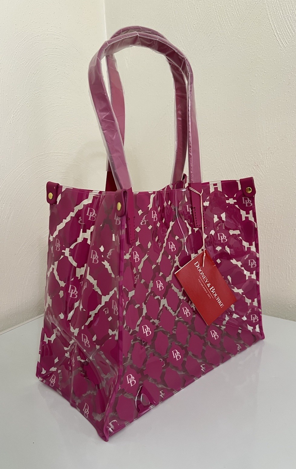 DOONEY & BOURKE DB MEDIUM SHOPPER TOTE HANDBAG CLEAR Transparent Hot Pink