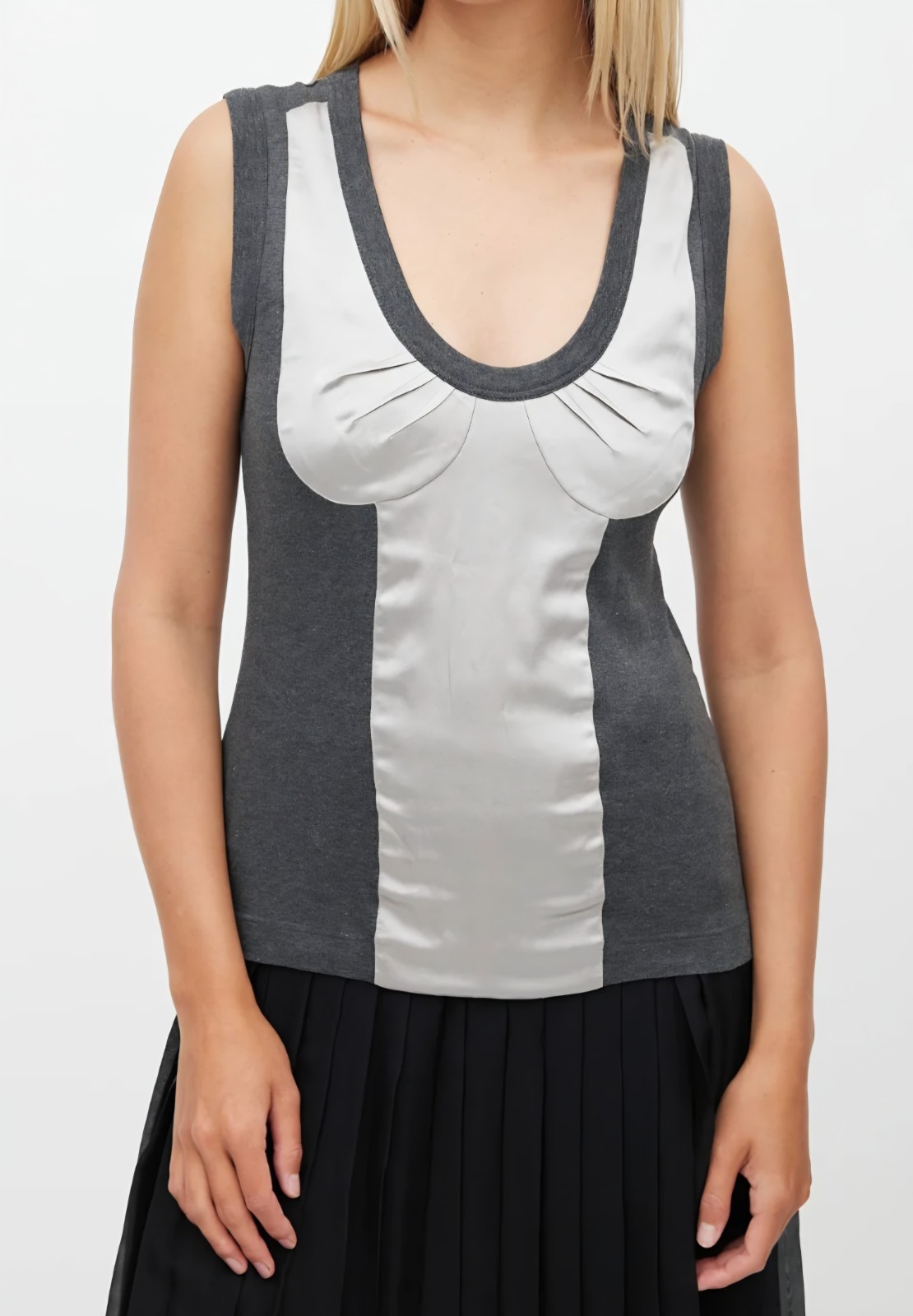 Dolce & Gabbana D&G Grey Cotton Silk Bustier Top IT 44 US M