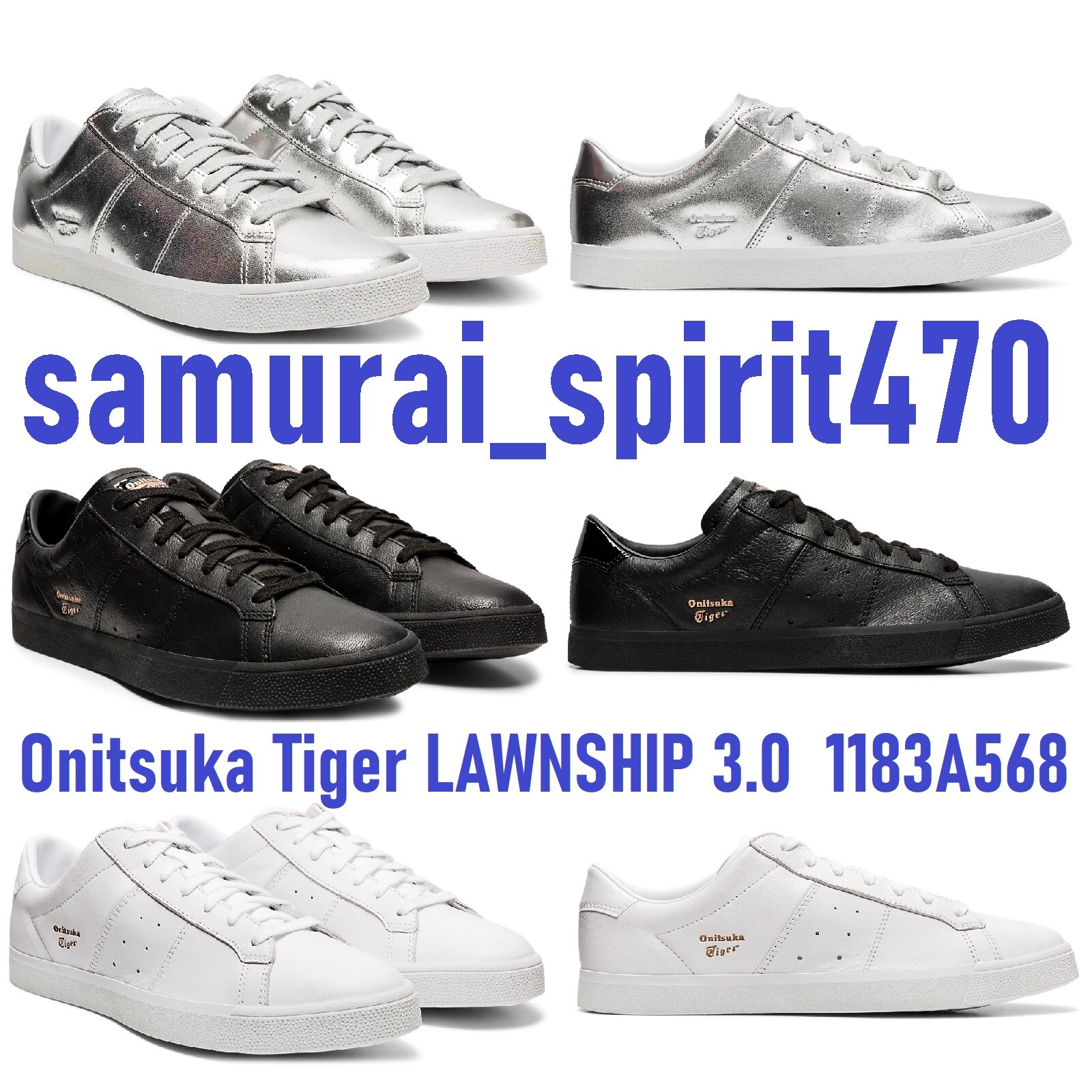 ASICS Onitsuka Tiger LAWNSHIP3.0 1183A568 SILVER WHITE BLACK US Saize 4 -11H DHL