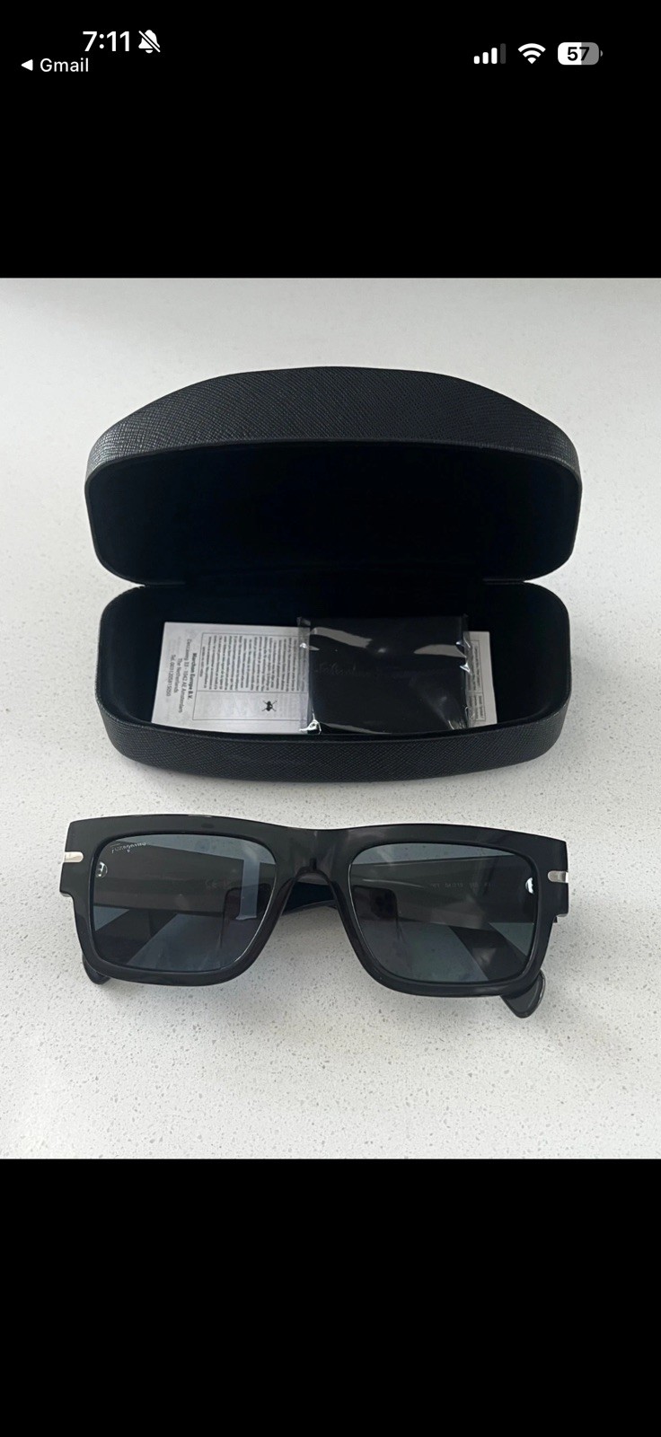 FERRAGAMO Classic Logo 54mm BLACK Rectangular Sunglasses