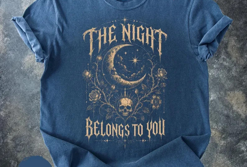 The Night Belongs To You Shirt, Gothic Skull Moon T-Shirt, Dark Academia Tee