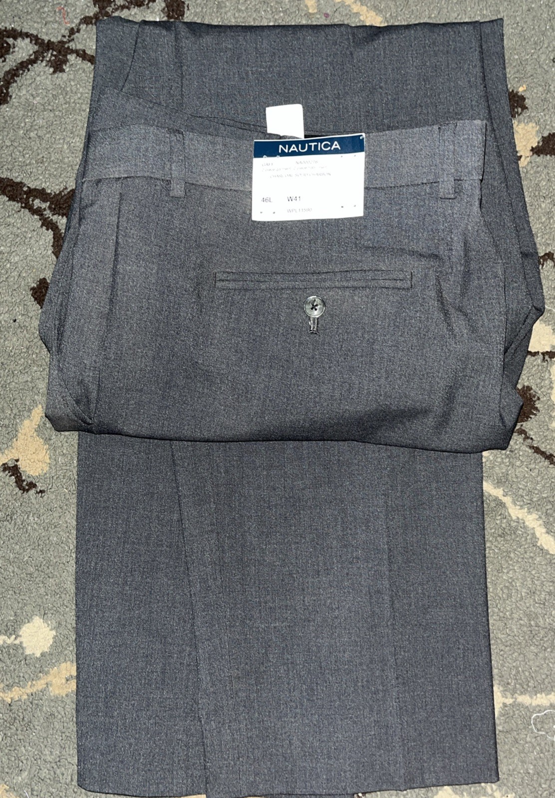 Mens Nautica Dress Pants Size 46L W41 Charcoal Solid Modern Fit New with Tags