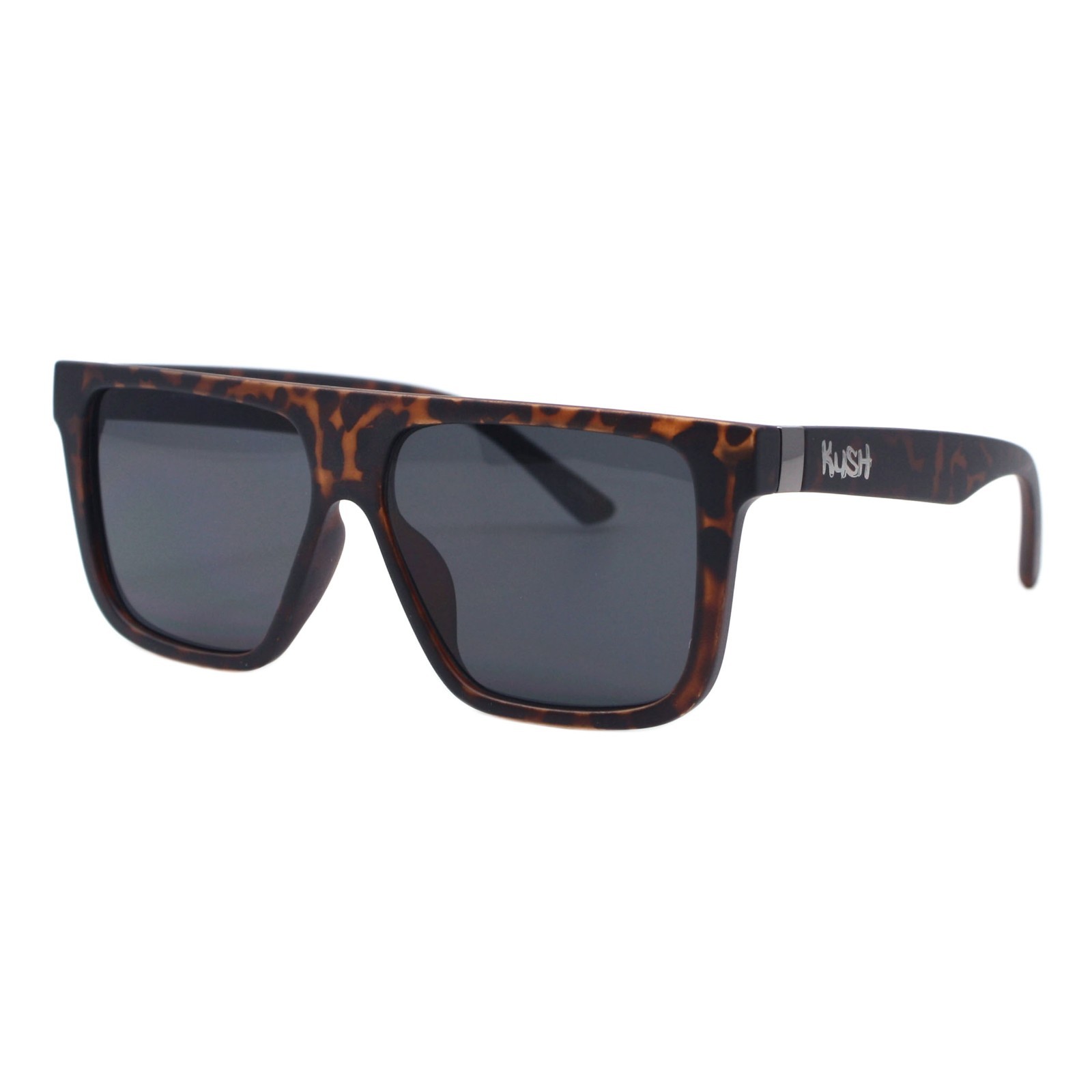 Kush Sunglasses Men’s Retro Flat Top Square Frame UV400 Black Lens