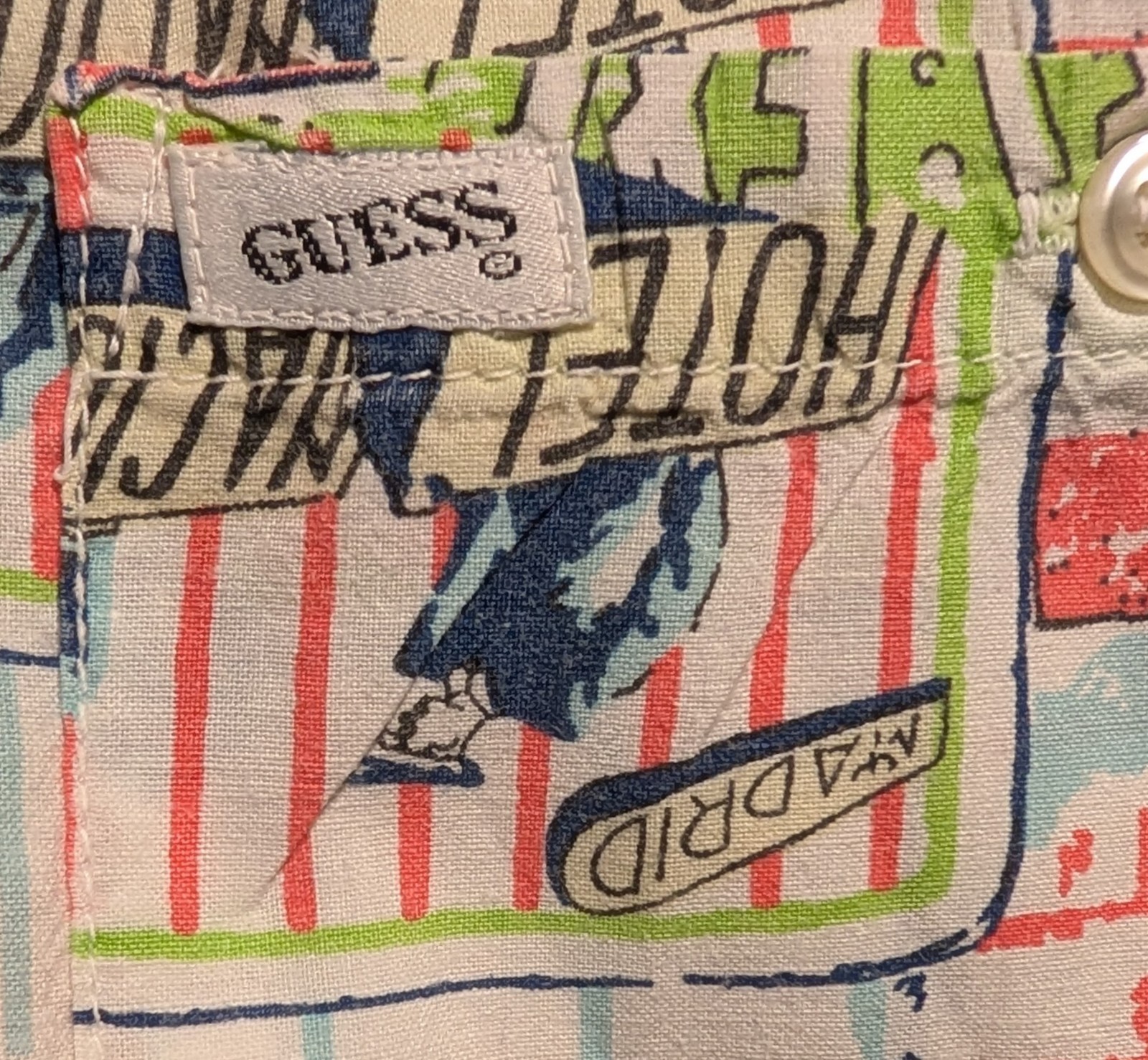 Vintage GUESS USA George Marciano Europe Hotels Button-Up Shirt Oversized Sz M