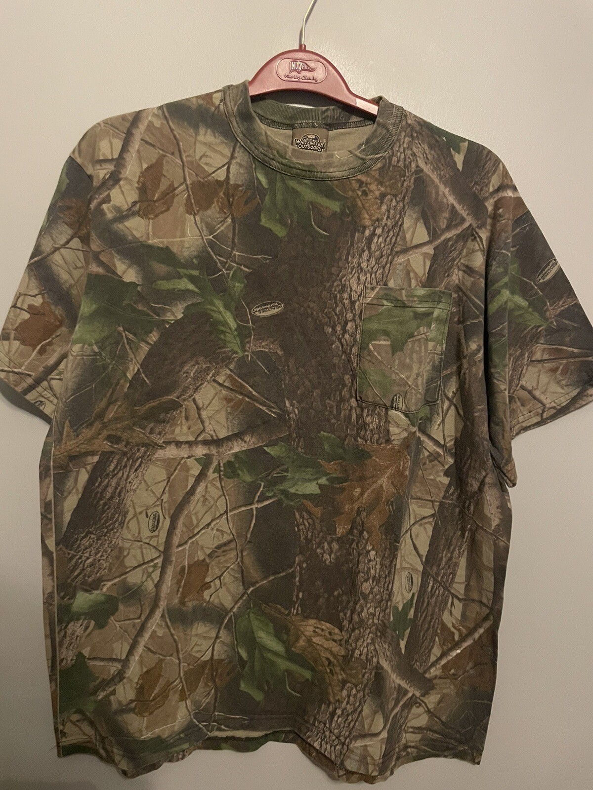 Vintage Whitewater Hunting Realtree Camo Pocket T-Shirt Size XL Y2K (A161)
