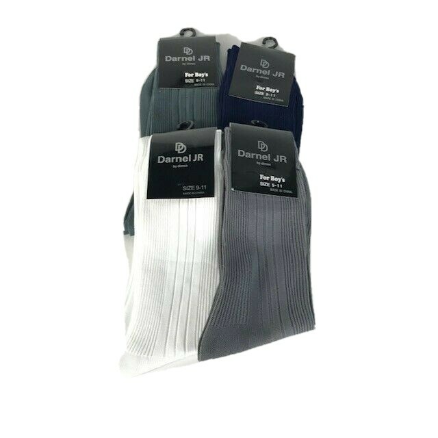 Darnel Boys Dress Socks Assorted Color Striped Pattern 100% Nylon Size 9-11