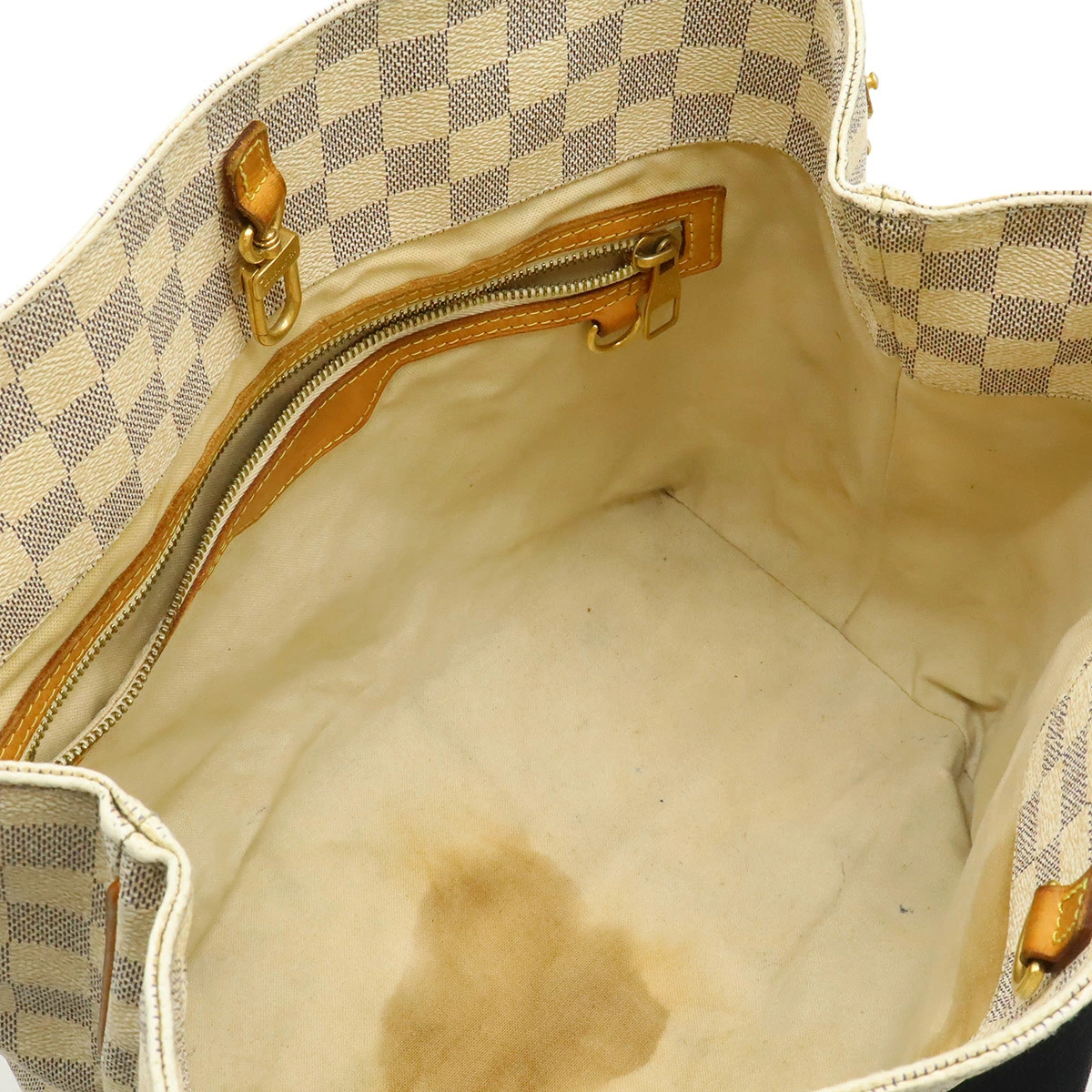 Louis Vuitton Damier Azur N41179 Tote Check Canvas Ivory Unisex Bag #BLB2062