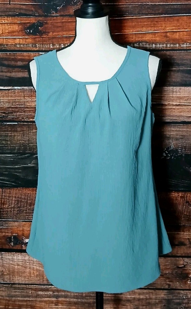Blooming Jelly Two Piece Top Set Size M Textured Teal Pleated Tank & Tunic