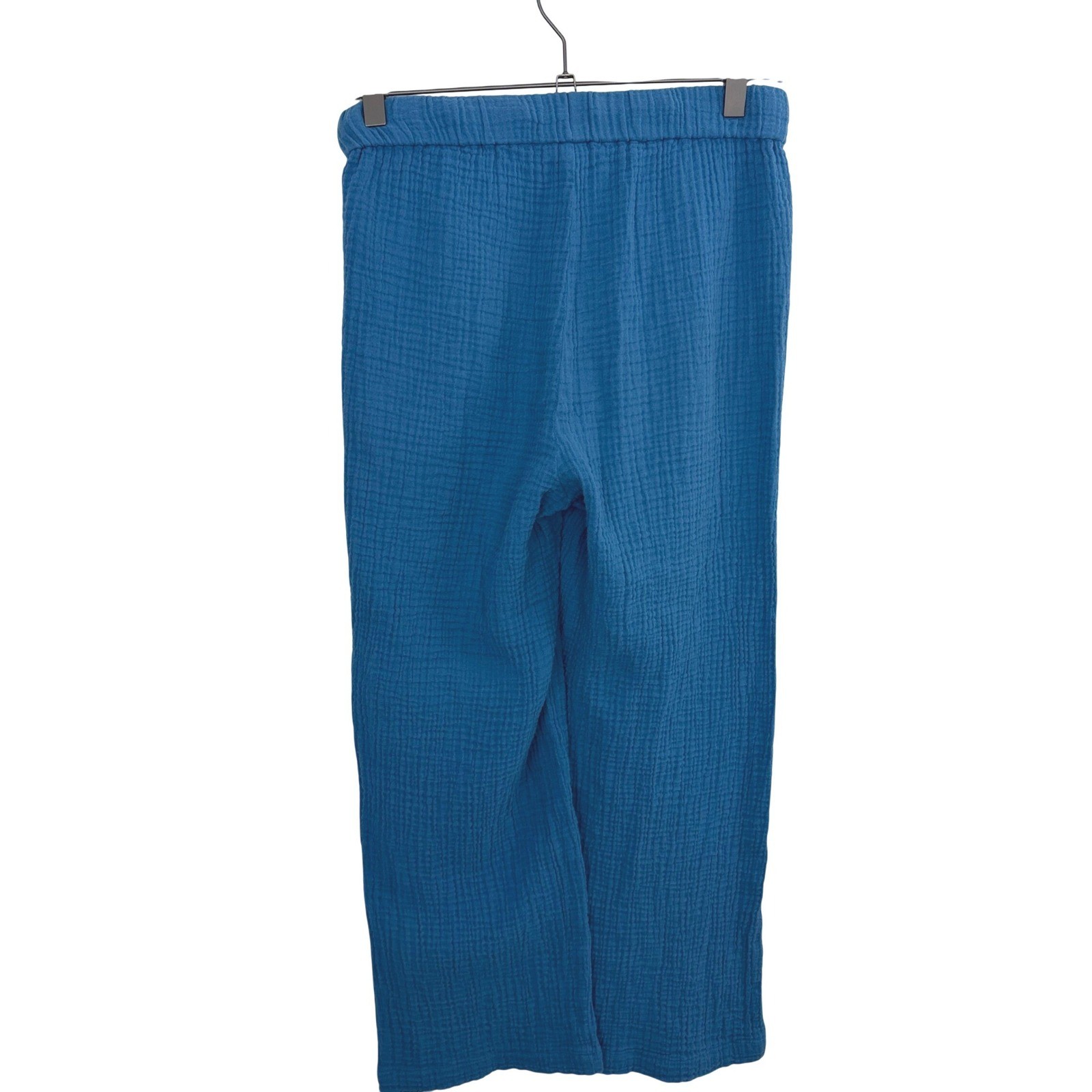 Eileen Fisher Pants Womens PP Blue Cotton Gauze Elastic Waist Wide Leg Casual *