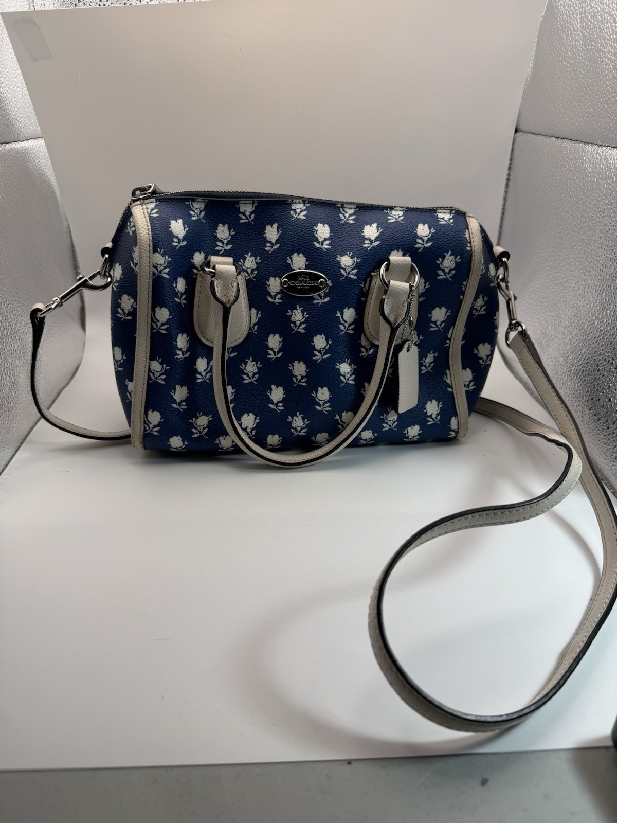 COACH 2WAY Handbag Shoulder Badlands Floral Blue Women