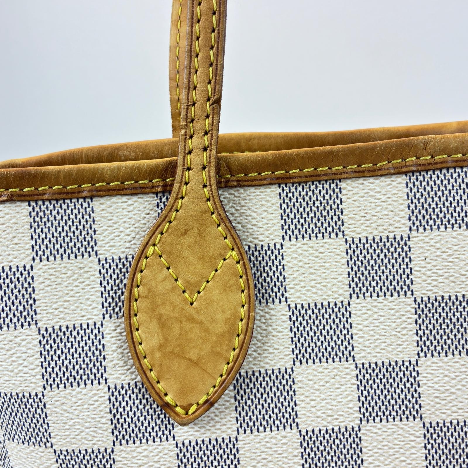 LOUIS VUITTON Neverfull MM Tote Bag N51107 Damier Azur Canvas white