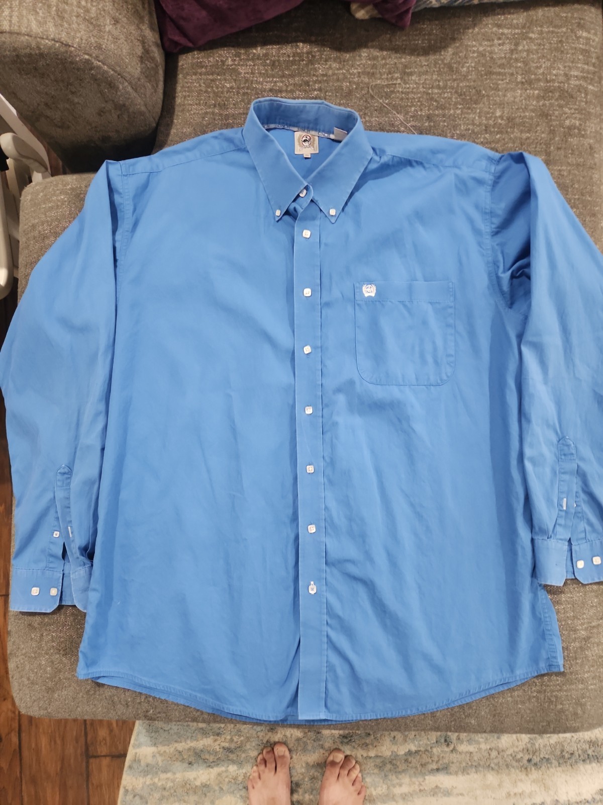 Cinch Men’s Long Sleeve Blue Solid Western Button Down Shirt
