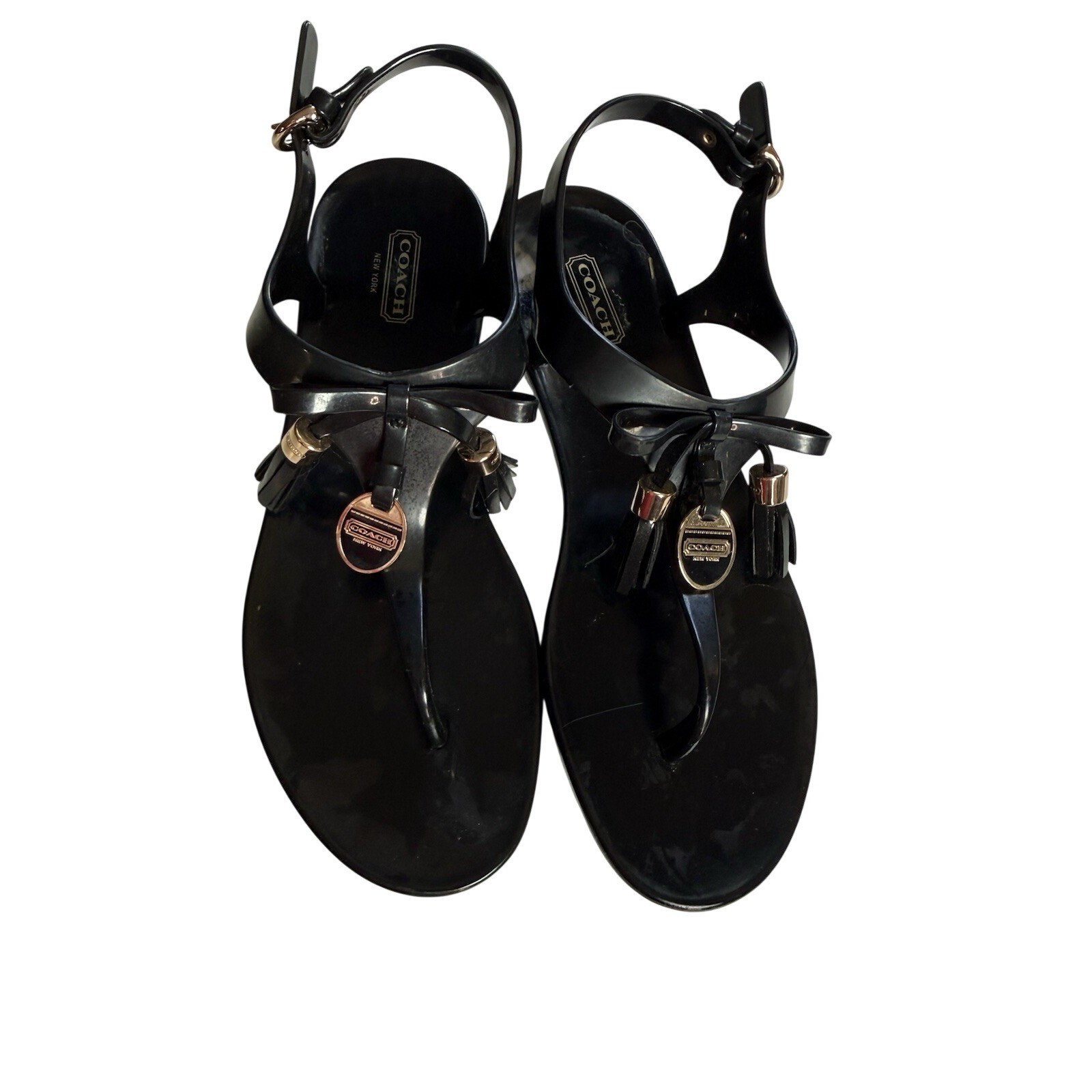 Coach Helma Black Thong Jelly Sandals size 8 box included