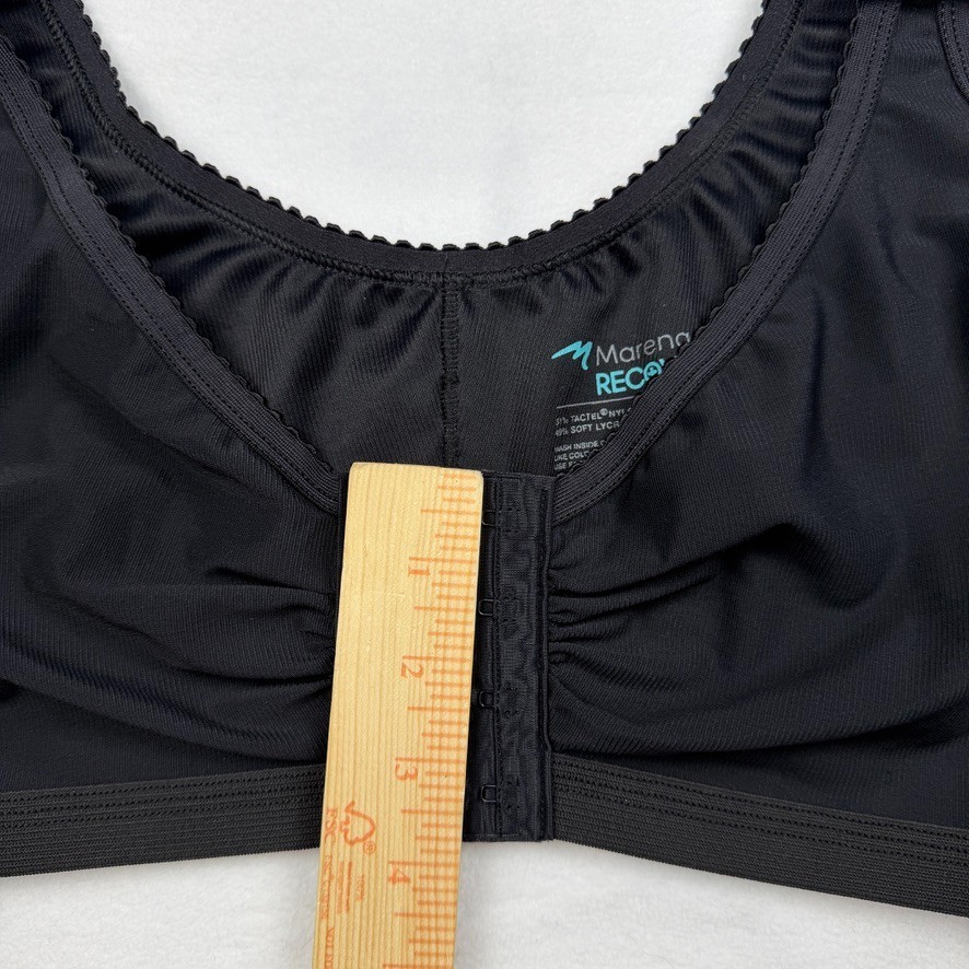 Marena Recovery Sports Bra Womens Medium Black Front Closure Compression 4244