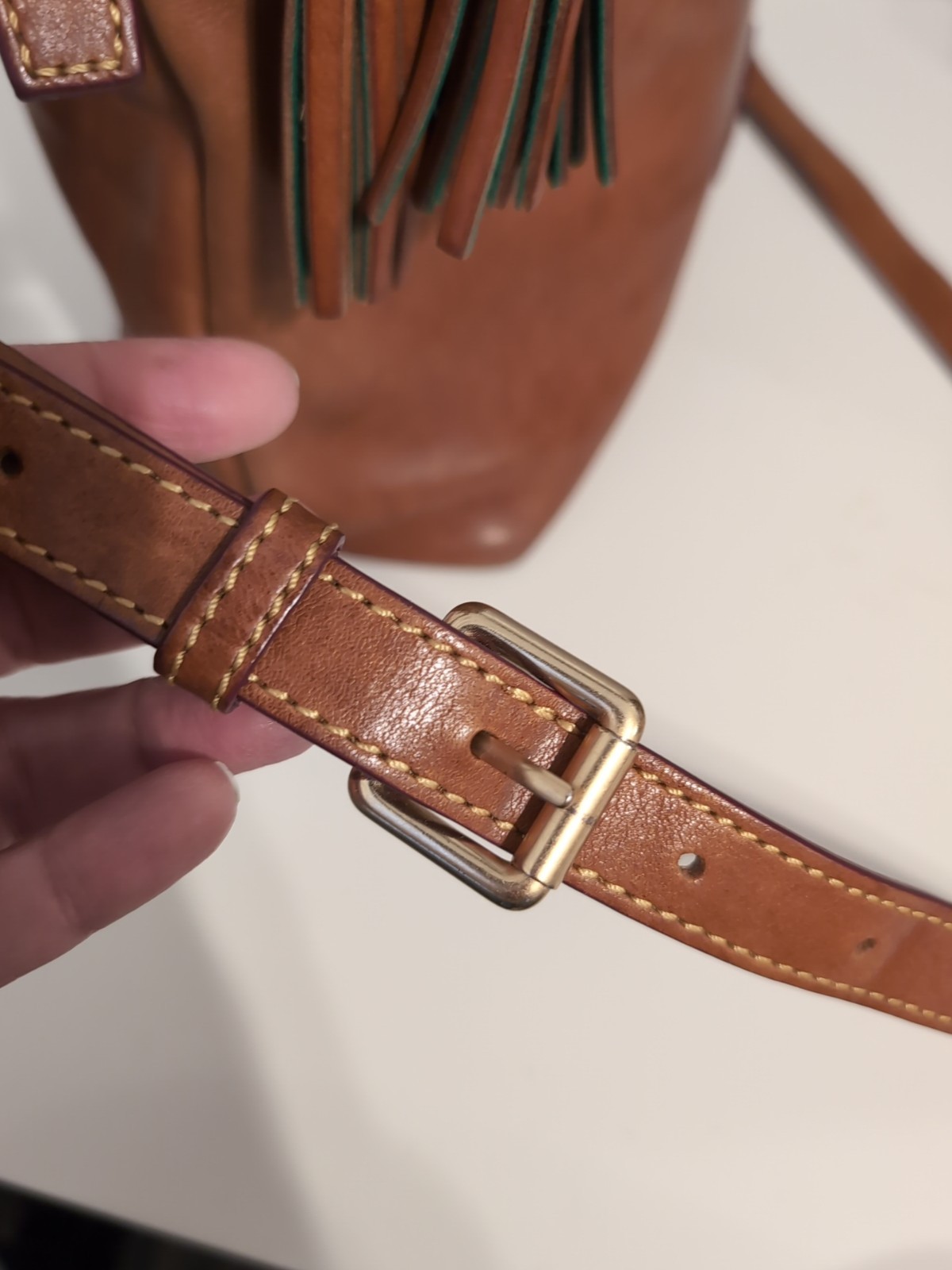 Dooney & Bourke Florentine Leather Dixon Hobo Crossbody Bag BROWN