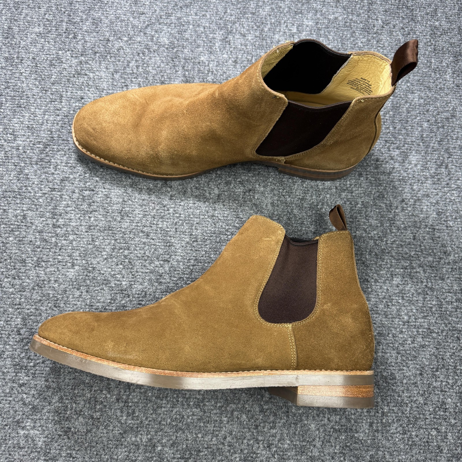 J.Crew Chelsea Boots Mens 12 Brown Suede Elastic Gore Pull Tabs BA032