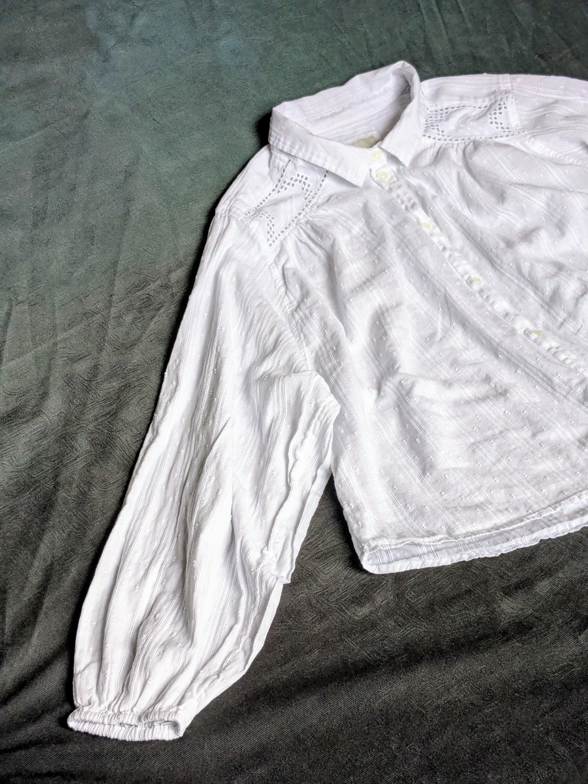American Eagle White Lace Blouse Women M Boho Cottagecore Victorian Peasant Top