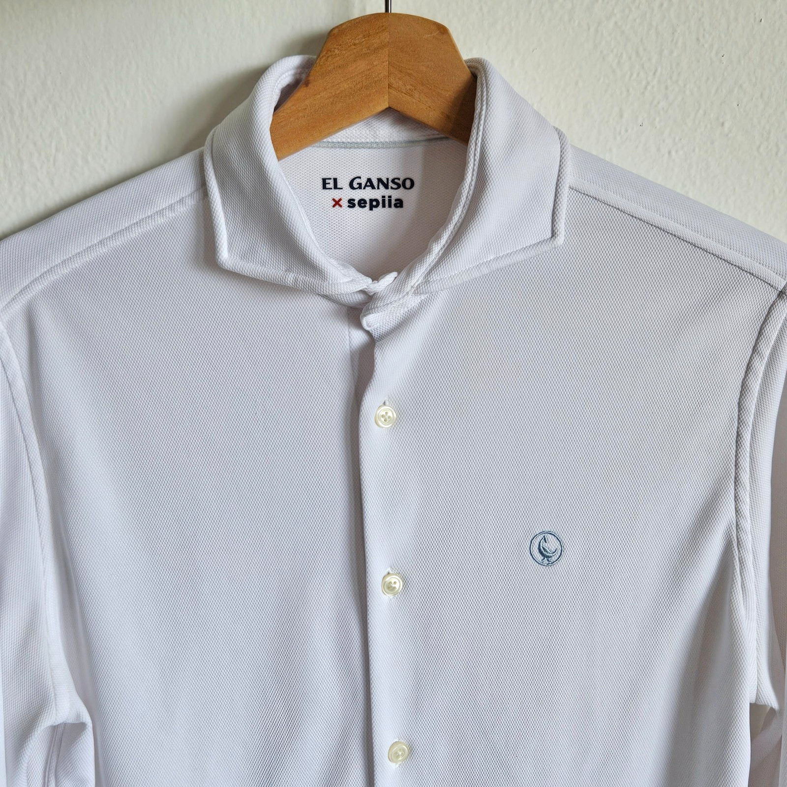 El Ganso x Sepiia Tech Shirt White Slim Fit Performance Water Repellent Size M