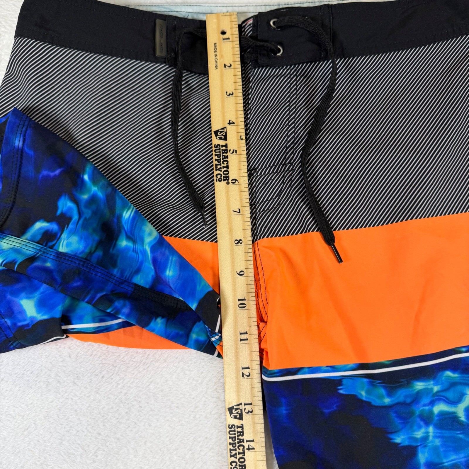 Ron Jon Surf Shop Mens Board Shorts Size 32 Blue Orange Water Print RVR1785
