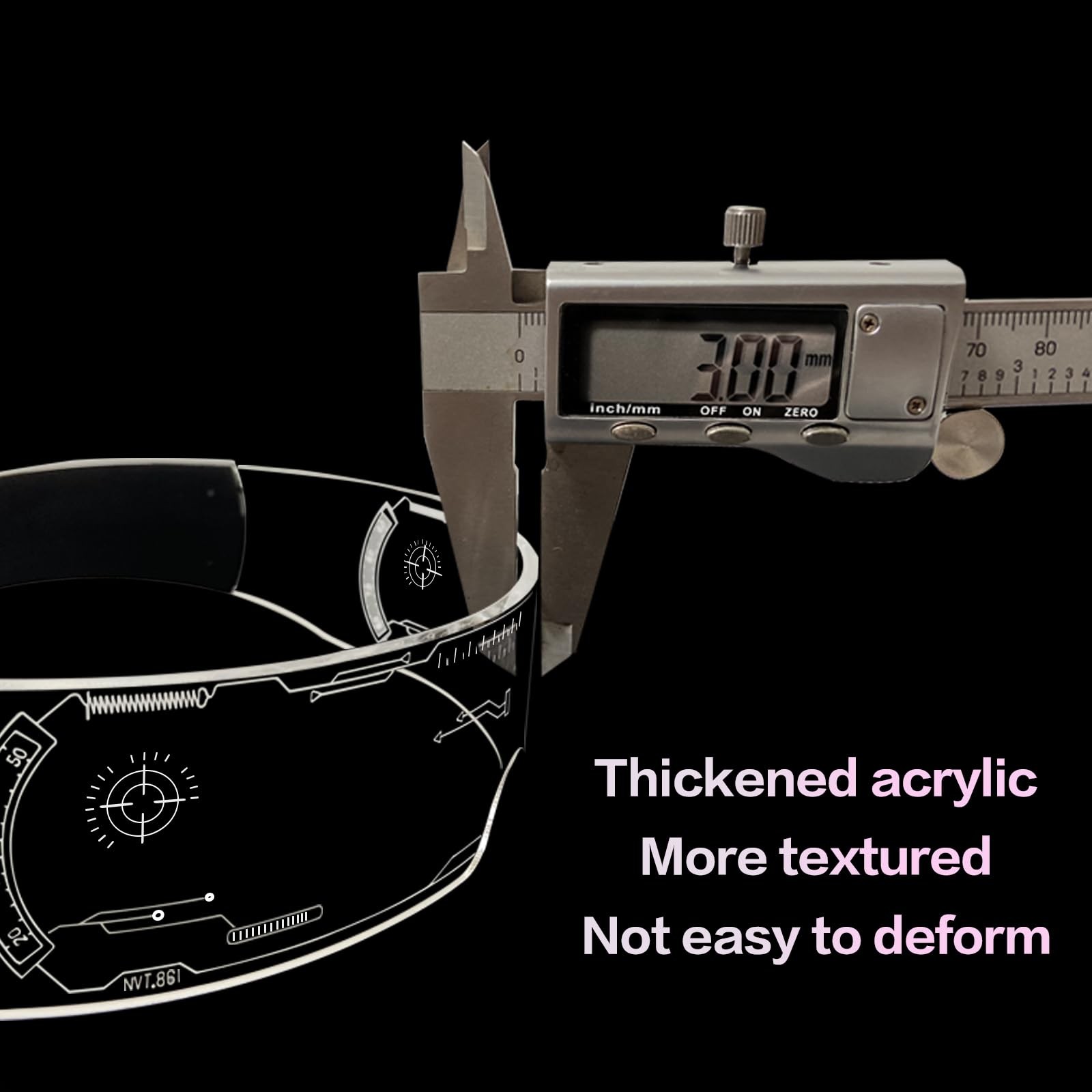 GLITCHCORE Led Visor Light Up Glasses 7 Colors and 4 Modes Large, A2