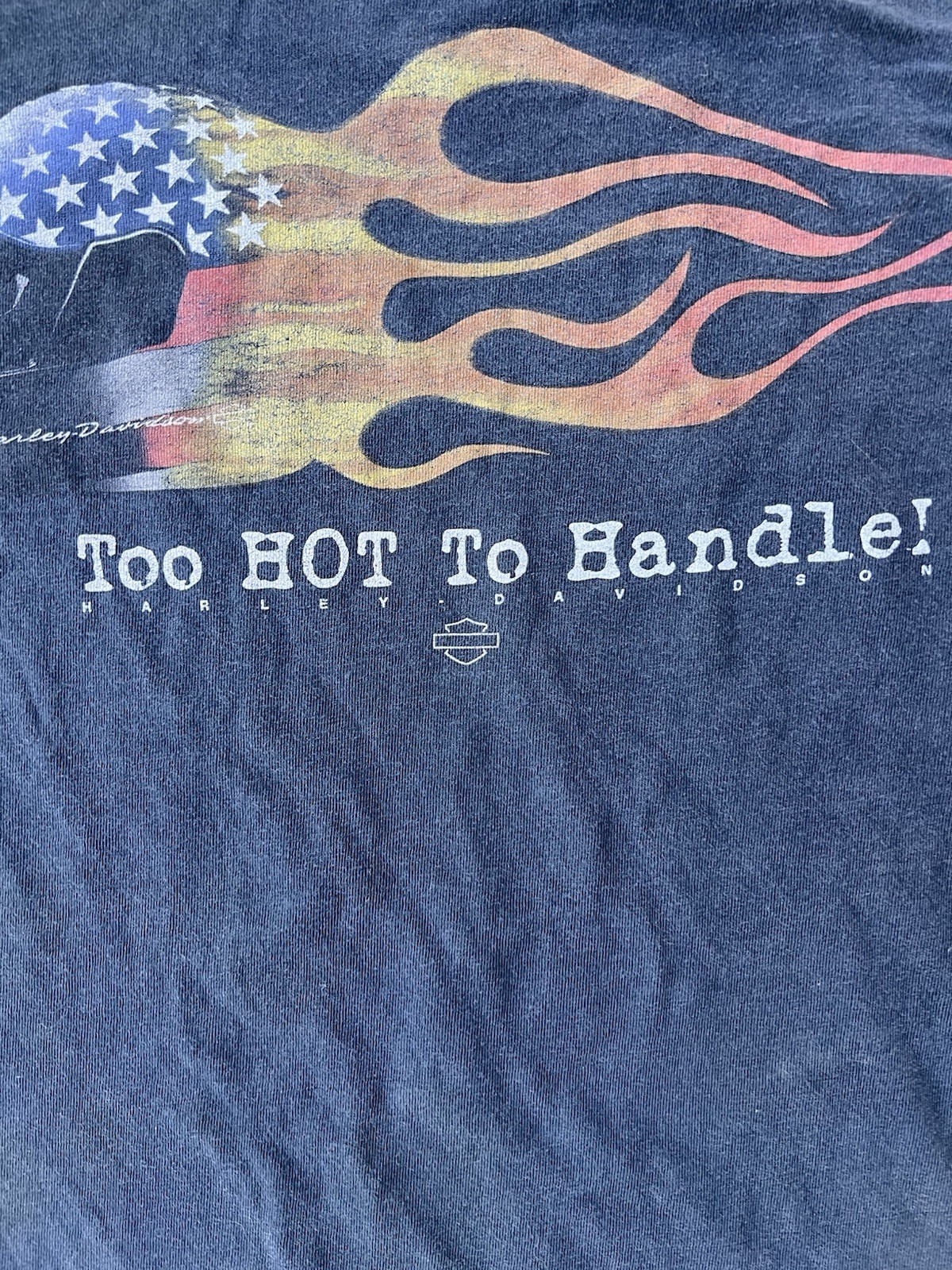 Vintage Harley Davidson Shirt 3XL Long Fire Flames Custom Cuffs DISTRESSED