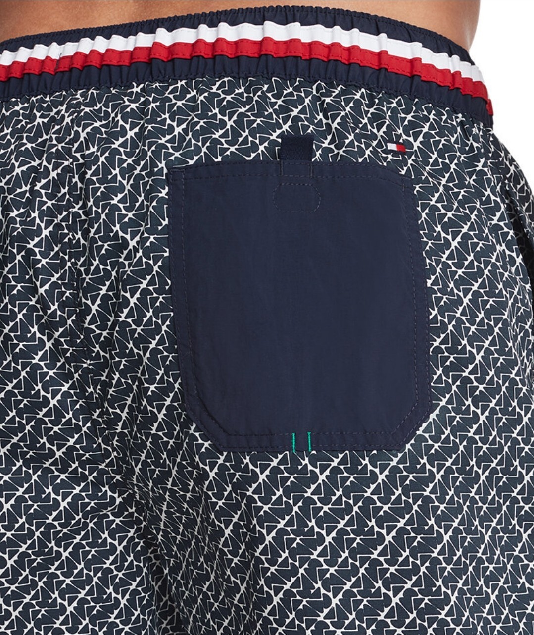 Tommy Hilfiger Men’s Corey Geo Printed 7″ Swim Trunks Black White Short NWT