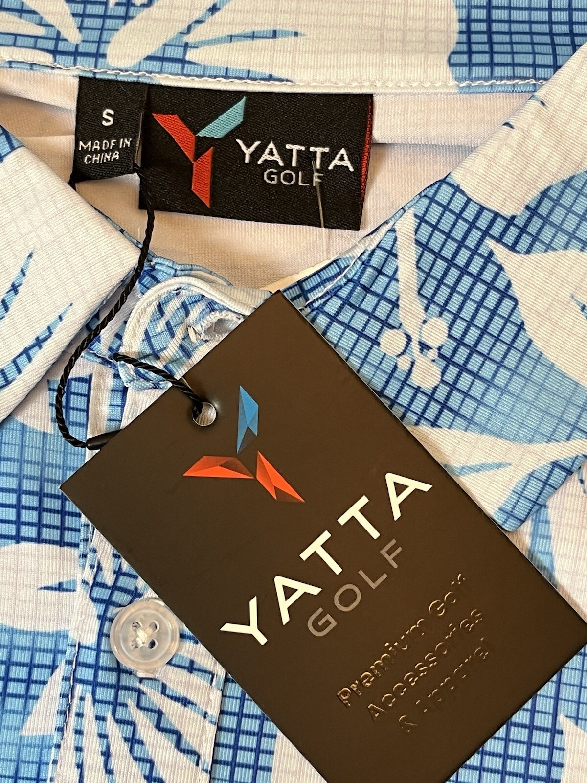 Yatta Golf Mens SS 3-Button Golf Polo-Small-NWT-Poly Spandex Blend