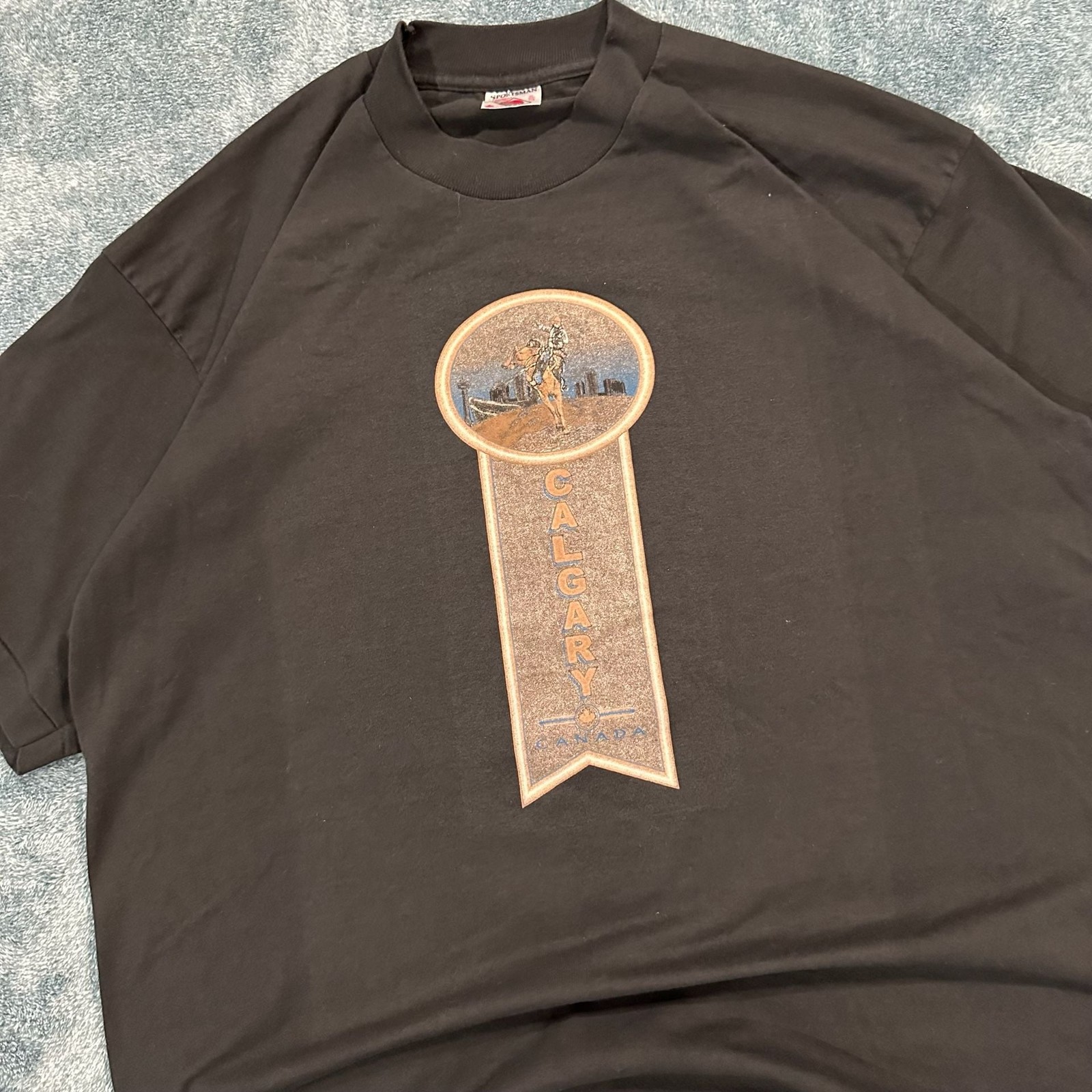 Vintage Calgary Canada Souvenir Single Stitch Graphic T-Shirt Black Size XL