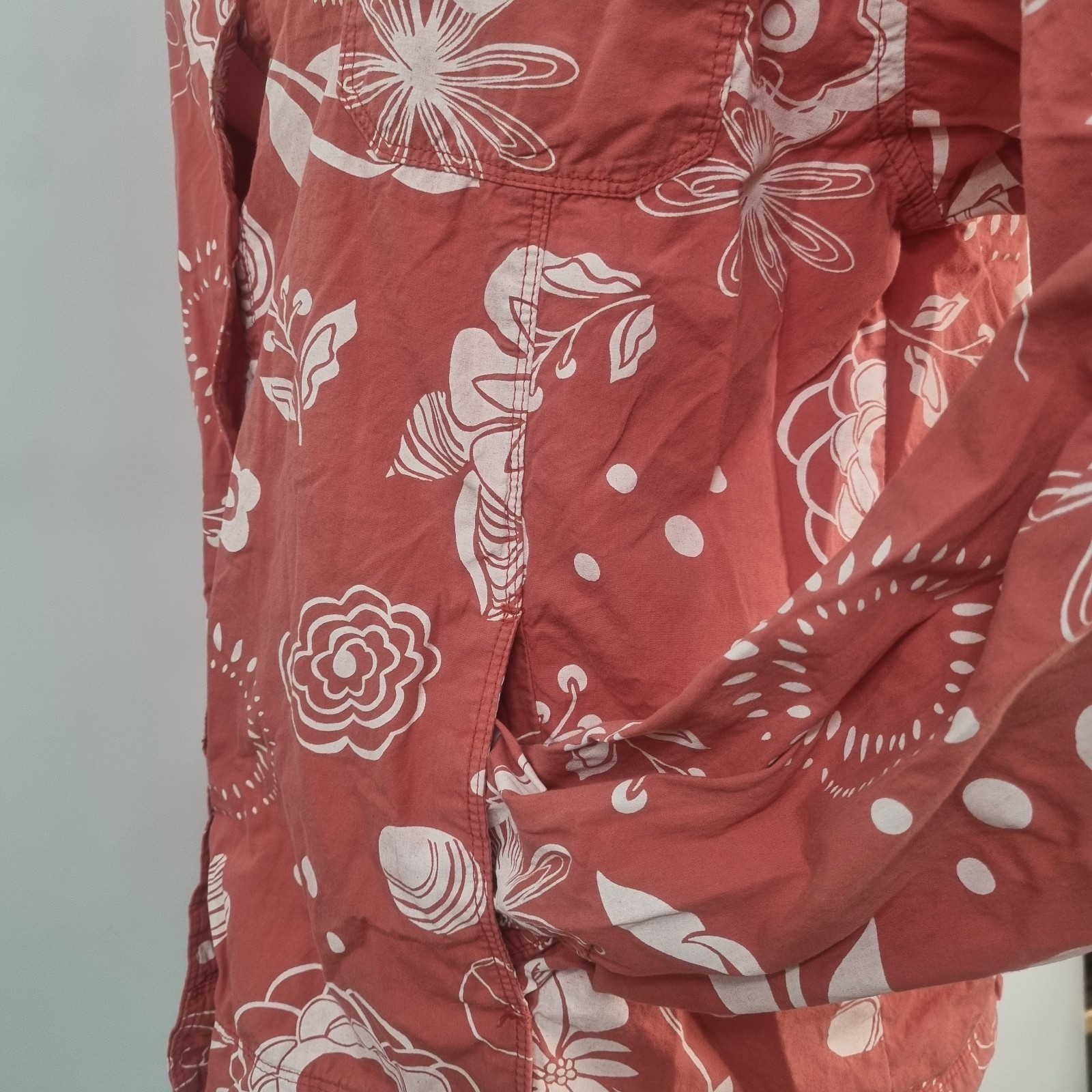Fresh Produce Women’s Jacket Shirt Floral Vivid Coral Pink Button Down Sz XXL