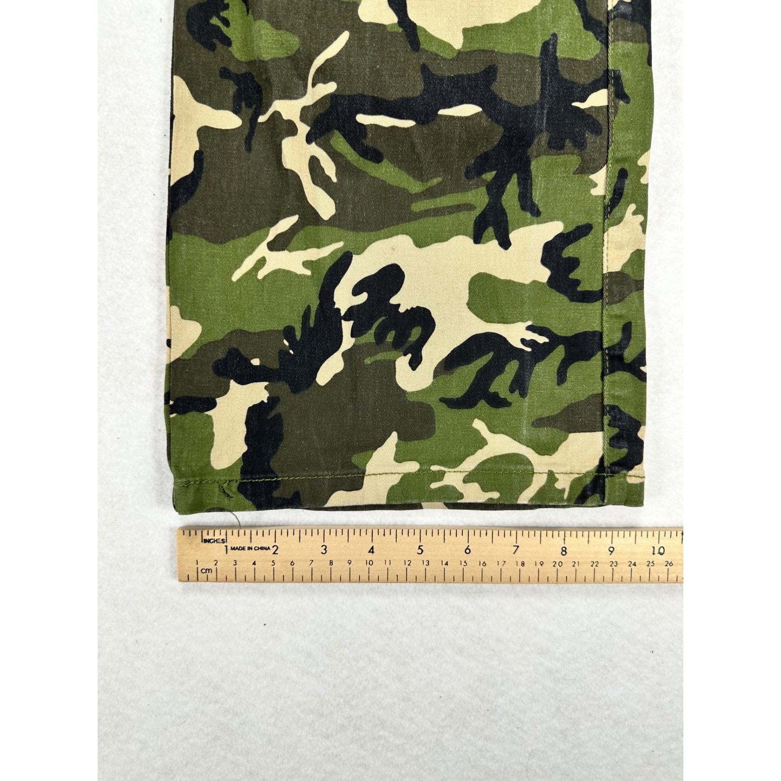 American Bazi Womens Camo Cargo Pants Green Woodland Straight Leg S