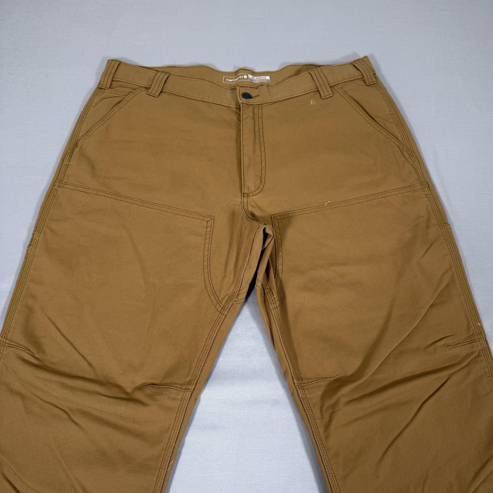 Carhartt Pants Mens 38×32 Brown Canvas Double Knee Rugged Flex Utility 102802