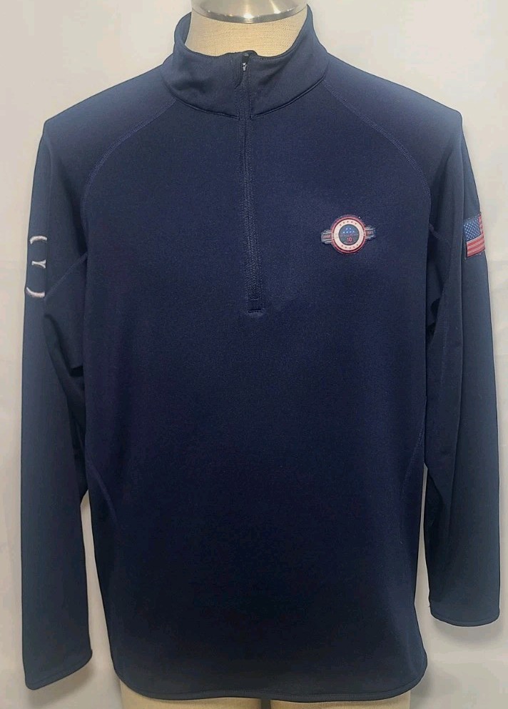 Level Wear 10th Anniv FOLDS OF HONOR 1/4 Zip Pullover Blue ~ Size Medium ~ Used