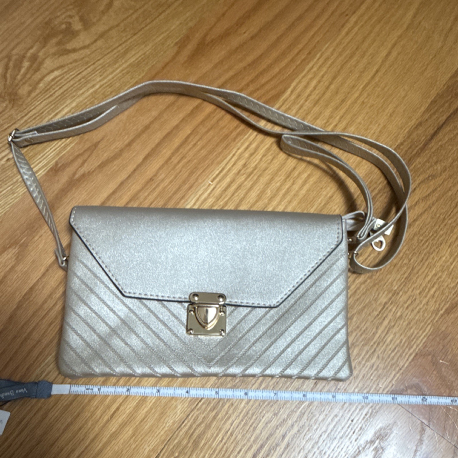 Metallic Chevron Quilted Crossbody/clutch Purse Detachable Straps