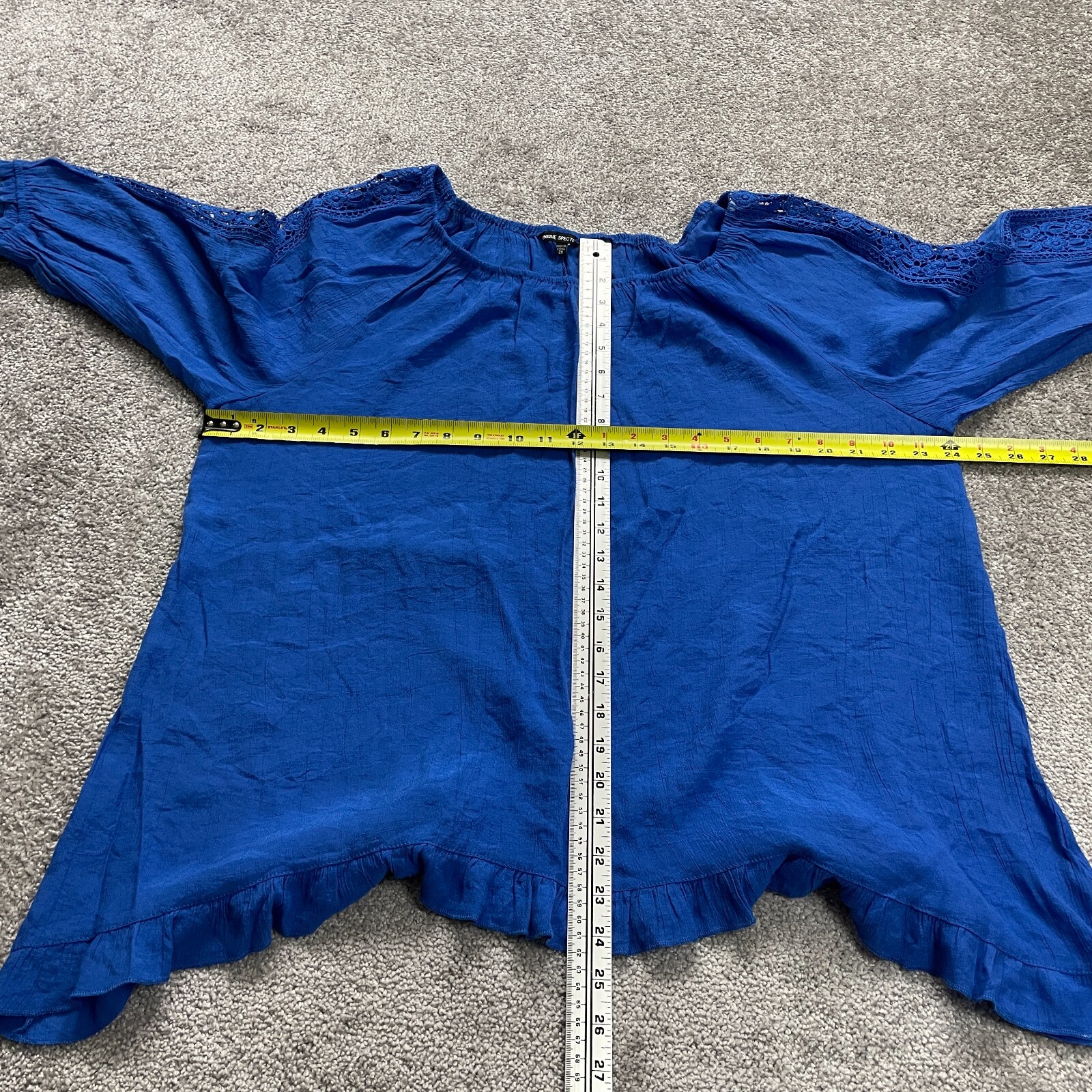 Unique Spectrum Off The Shoulder Blouse Womens 2Xl Royal Blue Flowy Casual Top
