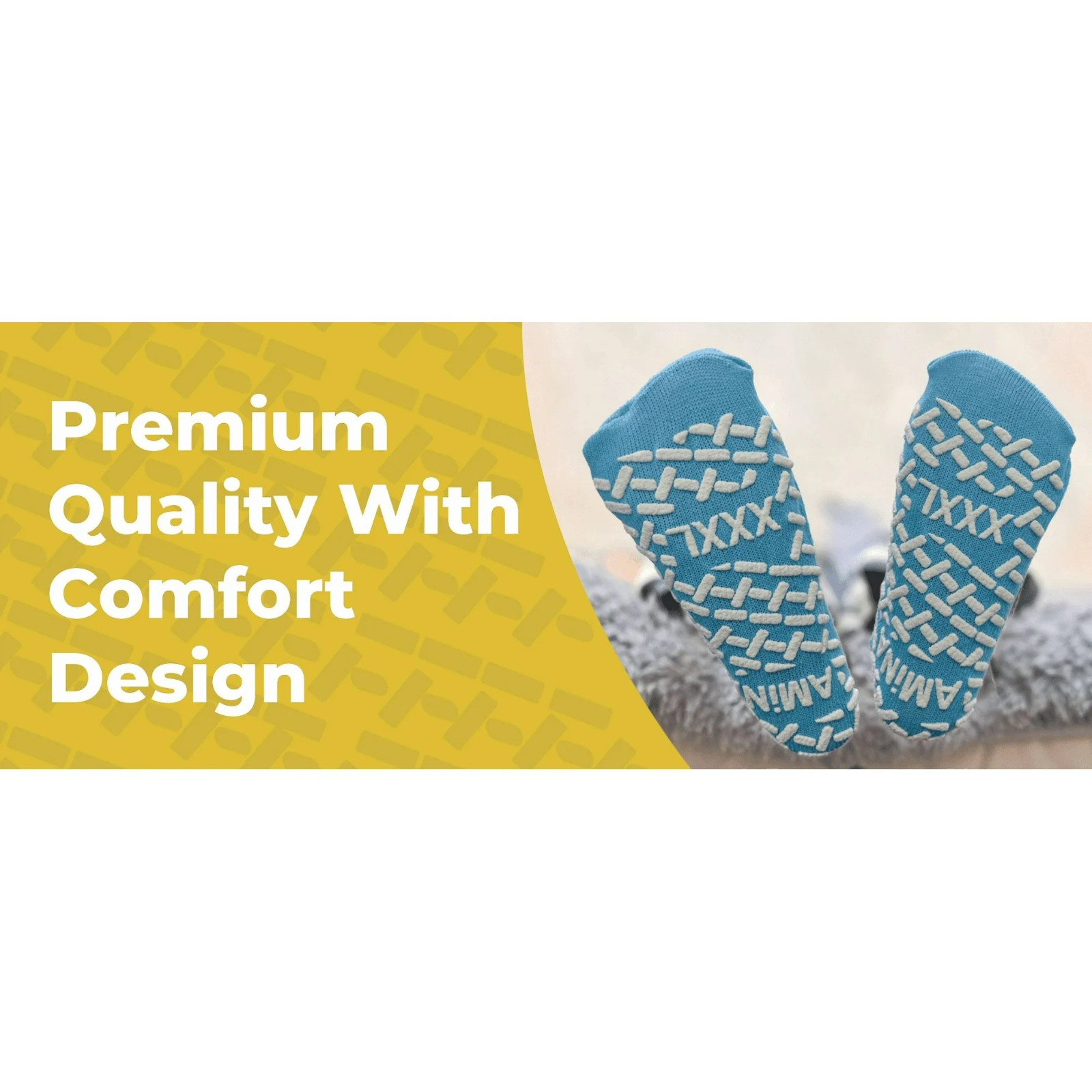 3 Pairs McKesson Bariatric Single Sided Slipper Socks Extra Wide Royal Blue.