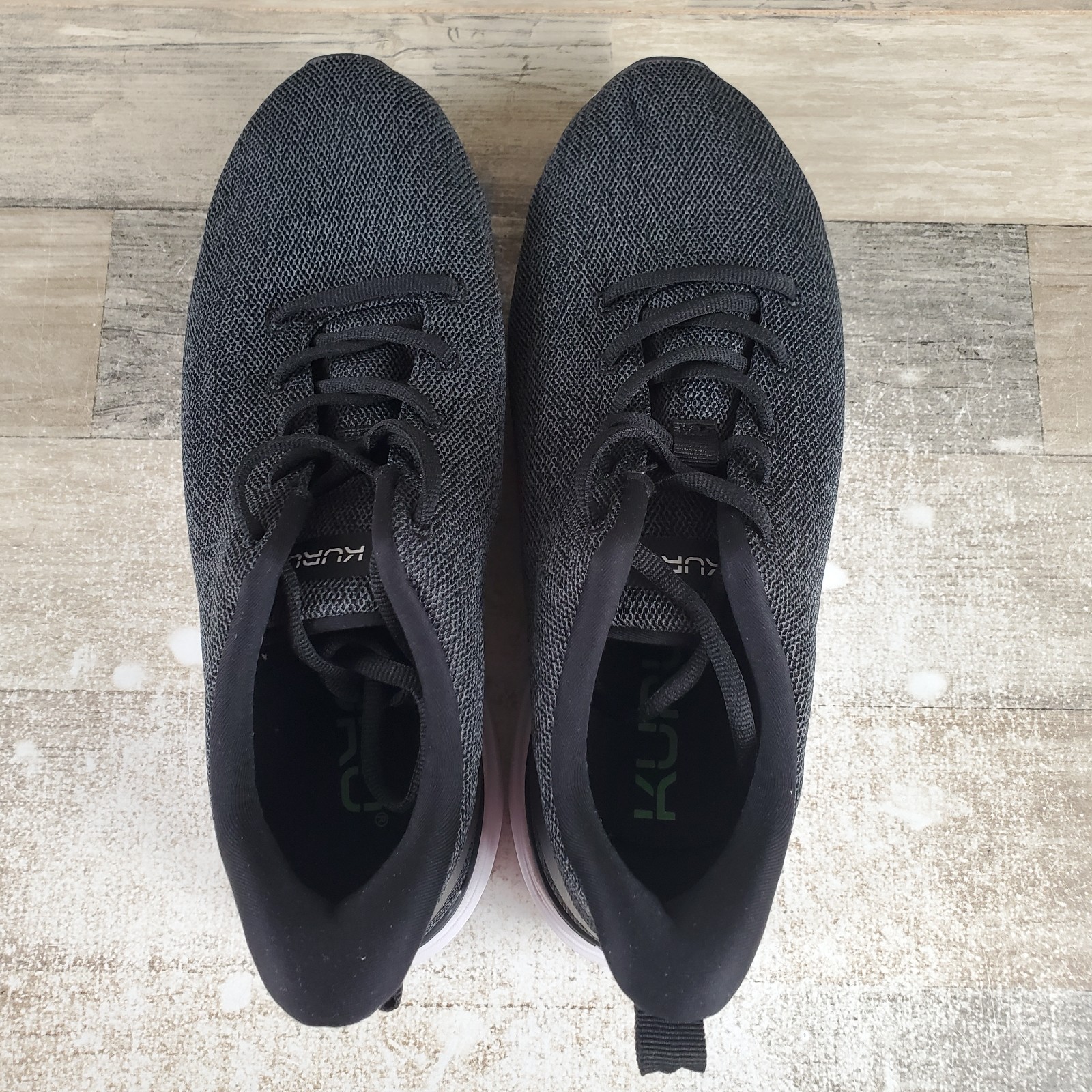Kuru Flex Via Mens Shoes Sz 8.5 W Running Jet Black Bright White Lace Up Sneaker