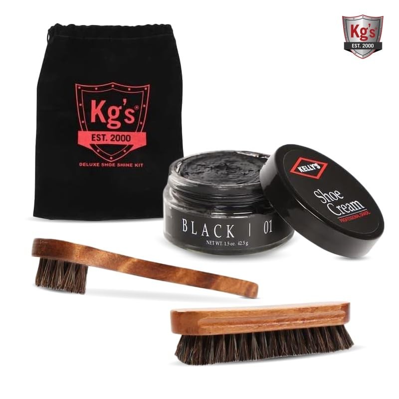 Kg’s Black Polish & Shoe Shine Kit – Includes Standard,