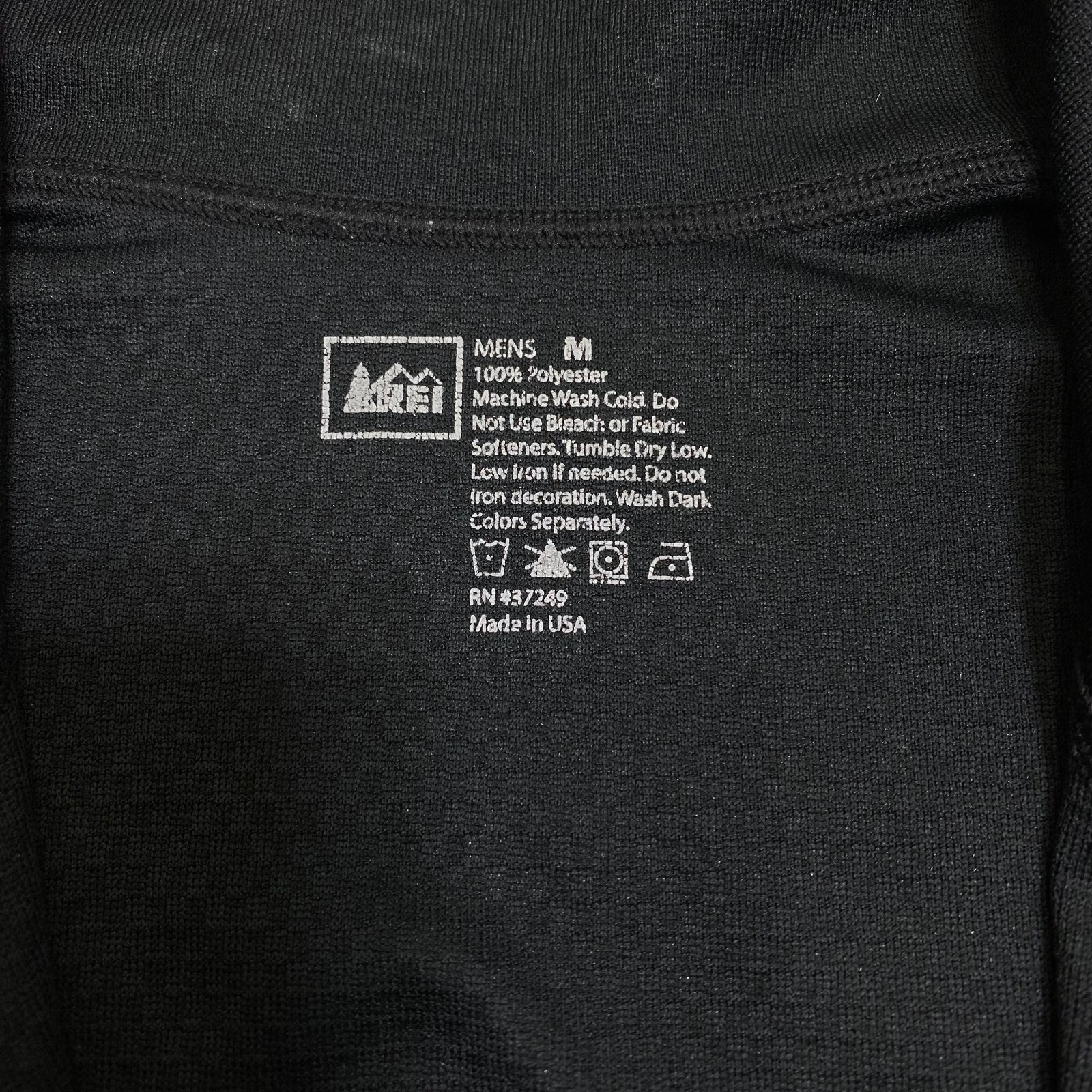 REI 1/2 Zip Pullover Top Mens M Black Long Sleeve Polartec Mock Neck Outdoor USA