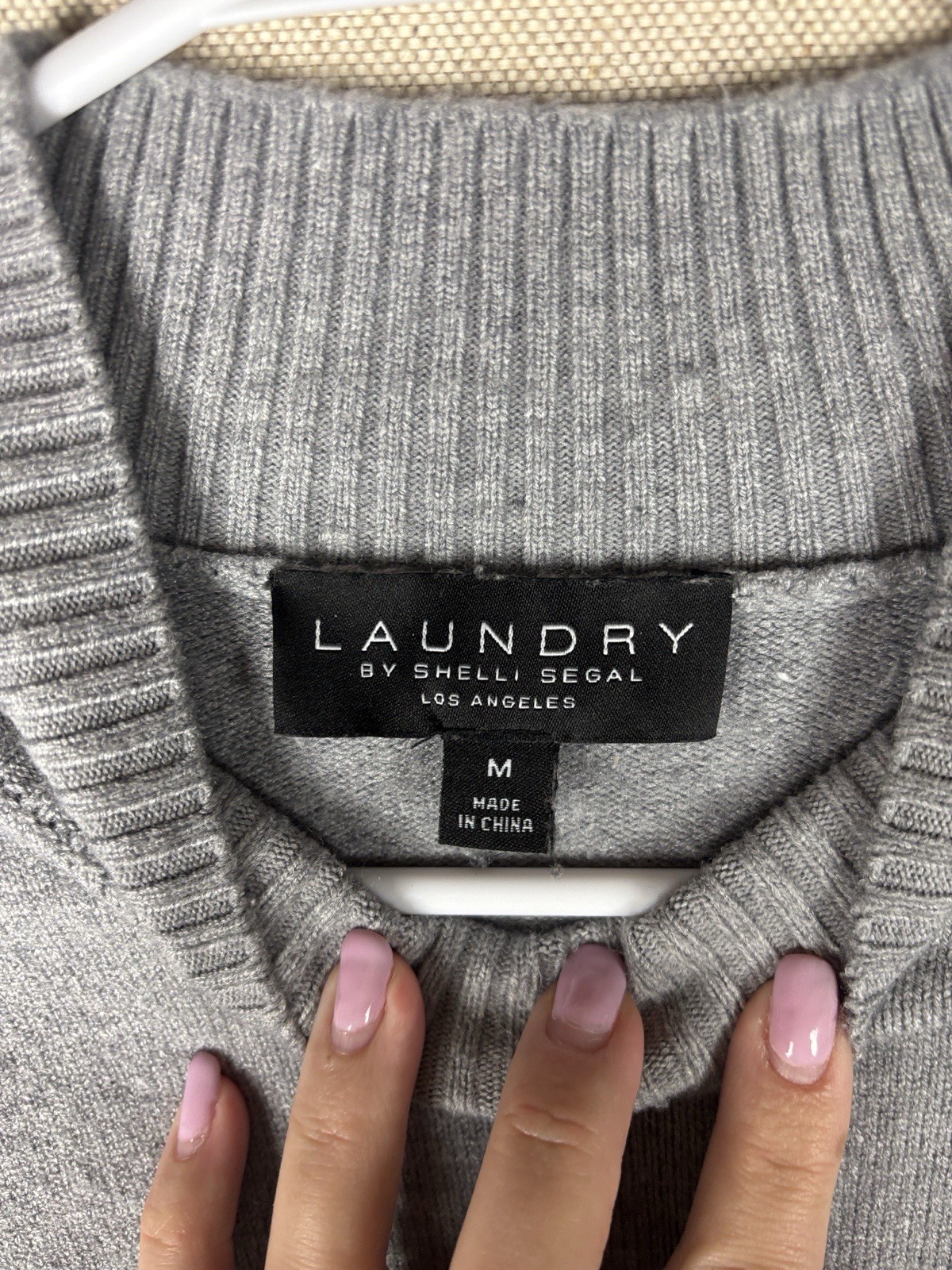 Laundry by Shelli Segal Colorblock Mock Neck Sweater Gray & Black Medium