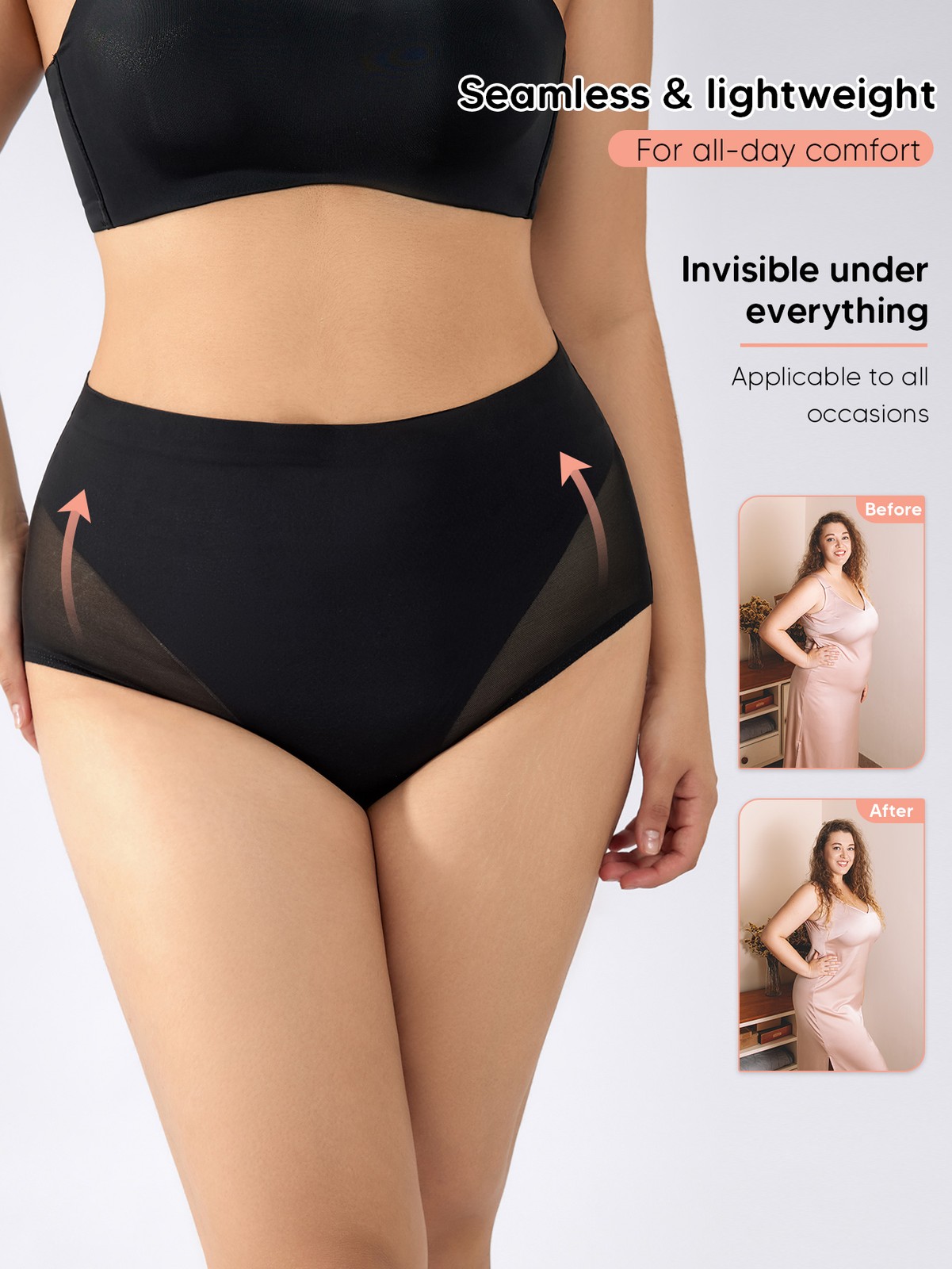 Plus Size Women’s Tummy Control Shapewear Underwear Seamless Body Shaper Panties