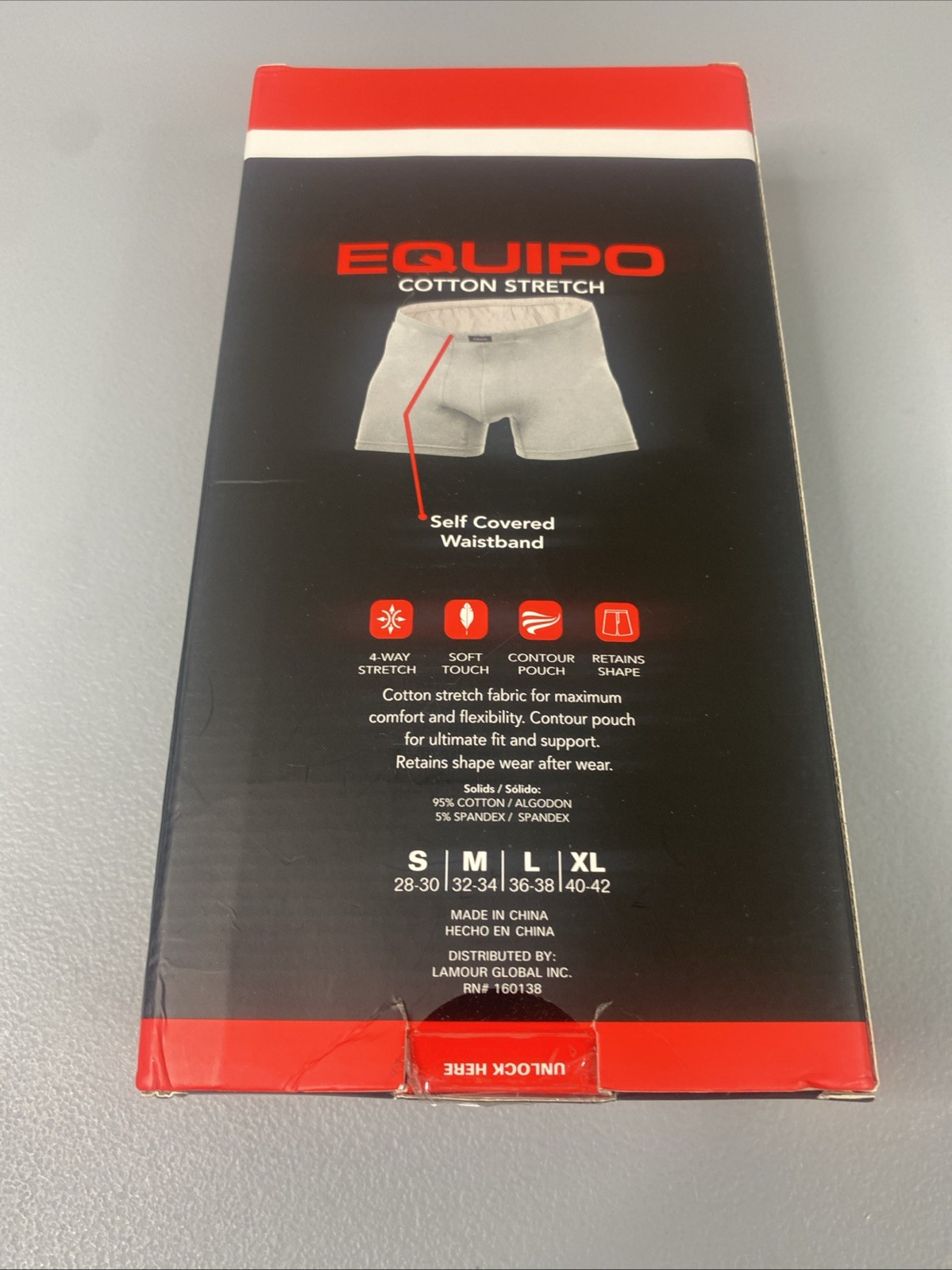 EQUIPO 3PK Trunks Large Cotton 4-Way Stretch Underwear Black 36-38 New Casual