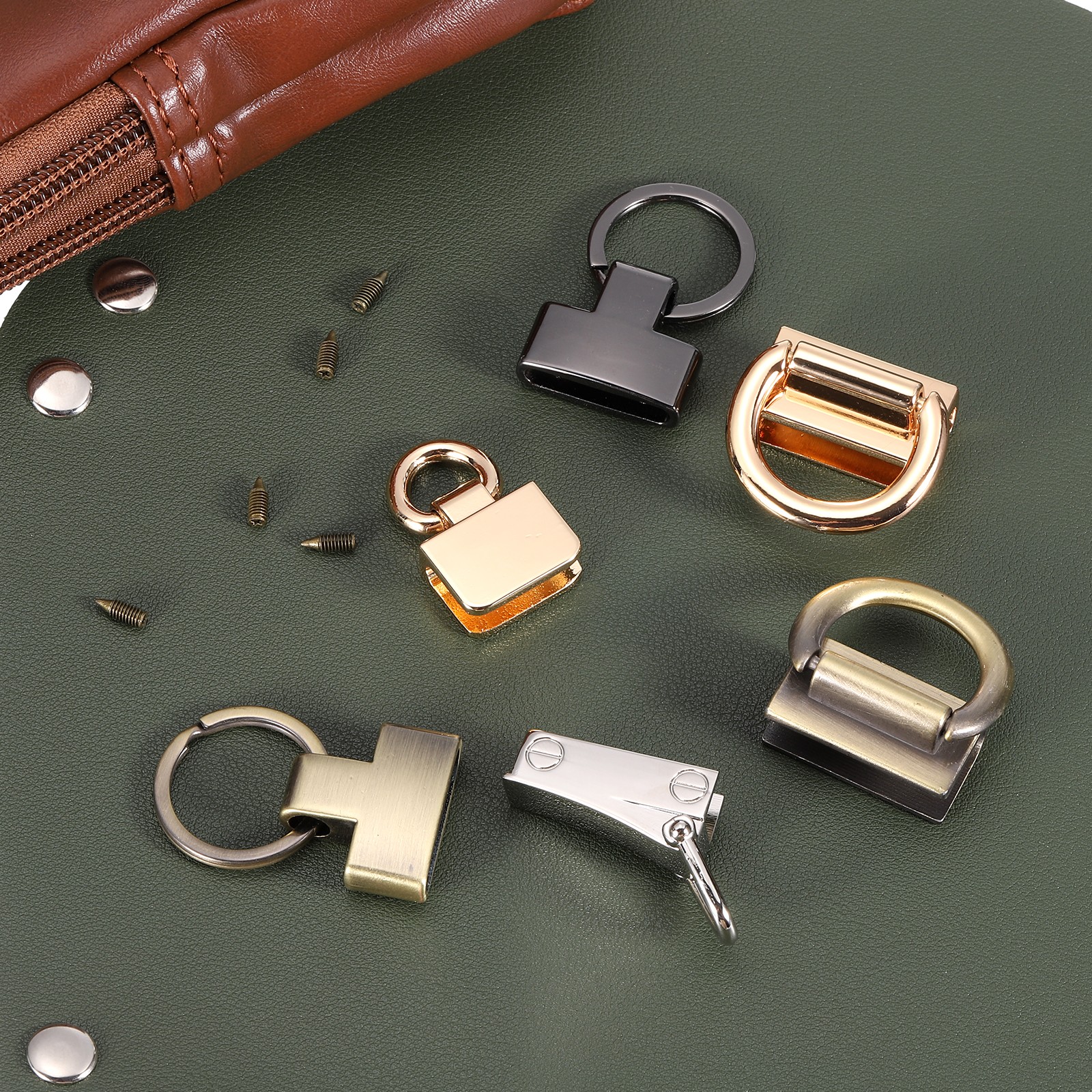 8Pcs 22mm/ 0.87″ Key Fob Hardware with Keychain Ring Purse Hardware Light Golden