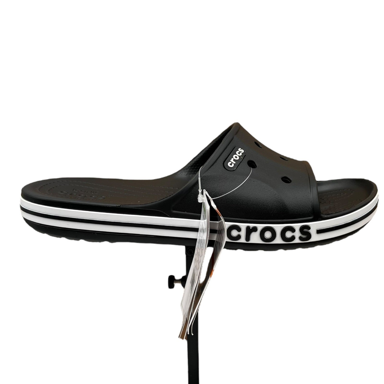 Crocs Bayaband Womens Slide Sandal Size 7 Black White Water Friendly Lightweight