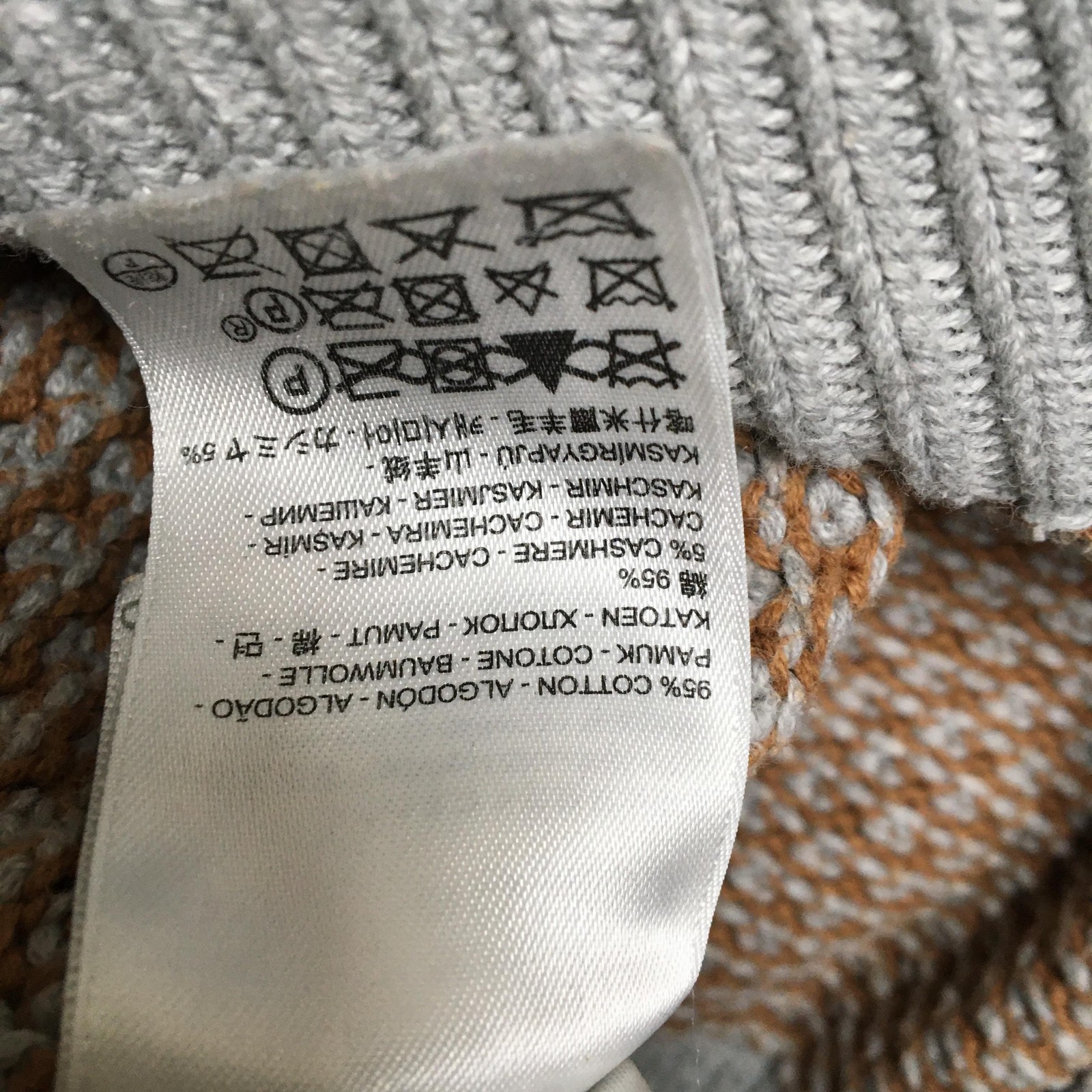 Levi’s Made & Crafted Sweater Mens Small Gray Tan Cashmere Blend Waffle Raglan